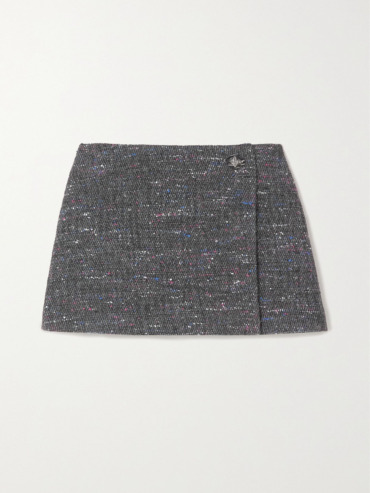 GANNI - + Net Sustain Embellished Recycled Wool-blend Bouclé Mini Wrap Skirt - Gray