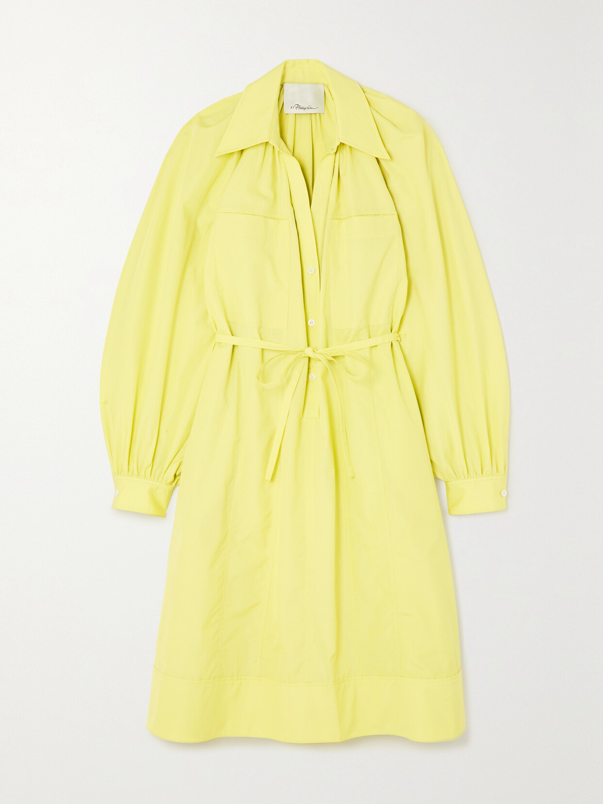 3.1 Phillip Lim - Belted Cotton-poplin Midi Shirt Dress - Yellow