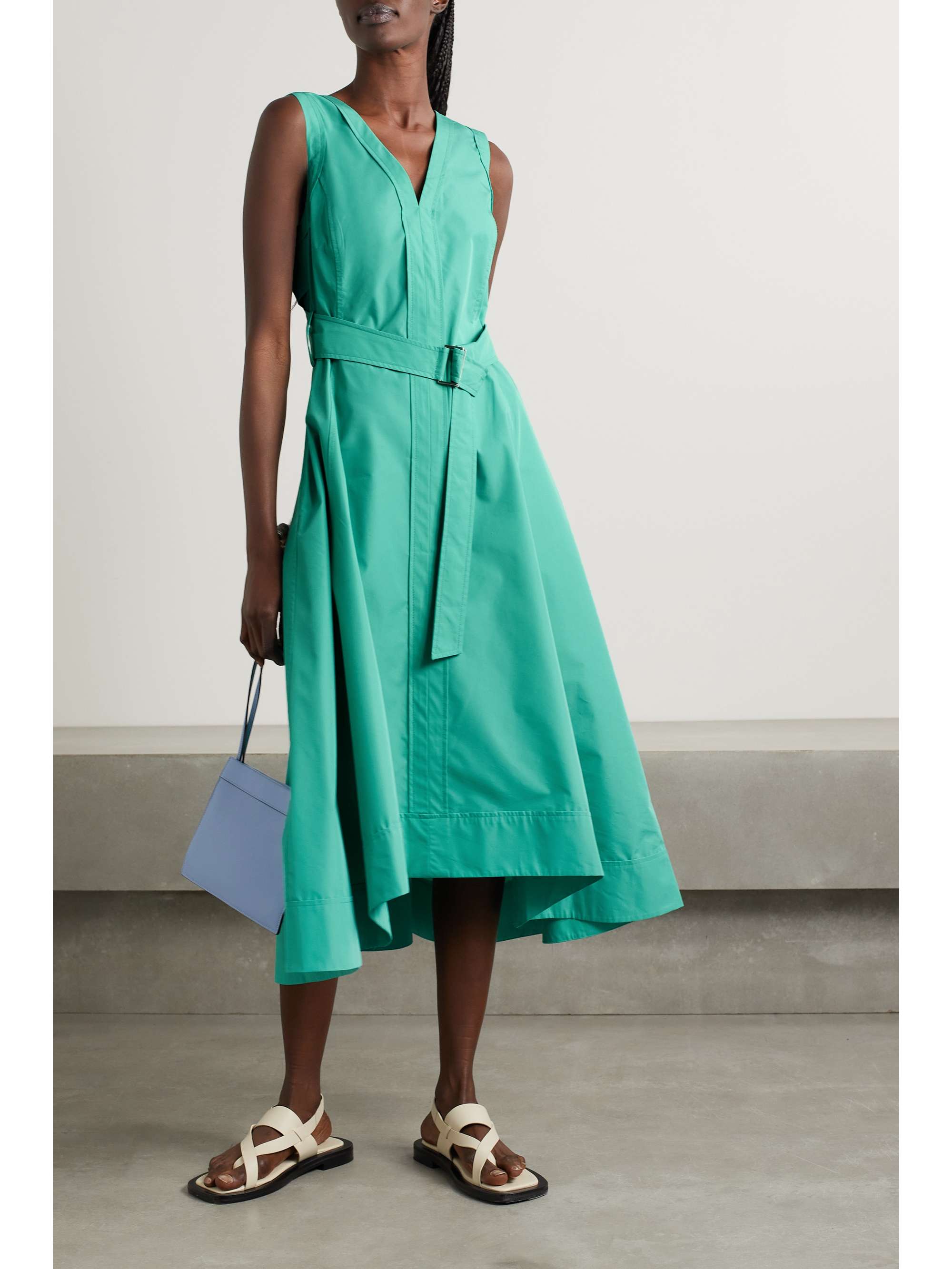 3.1 PHILLIP LIM Belted wrap-effect cotton-blend poplin midi dress |  NET-A-PORTER
