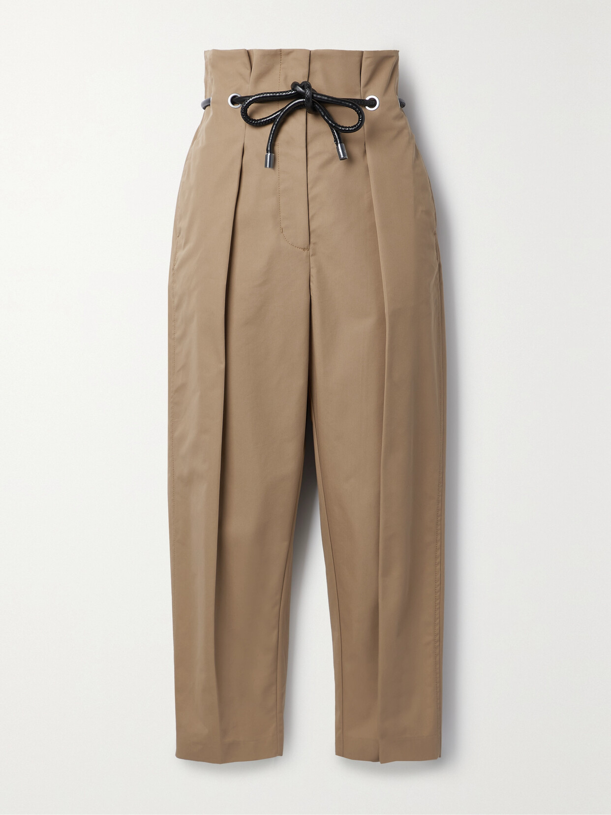 3.1 Phillip Lim - Origami Belted Pleated Cotton-blend Straight-leg Pants - Neutrals