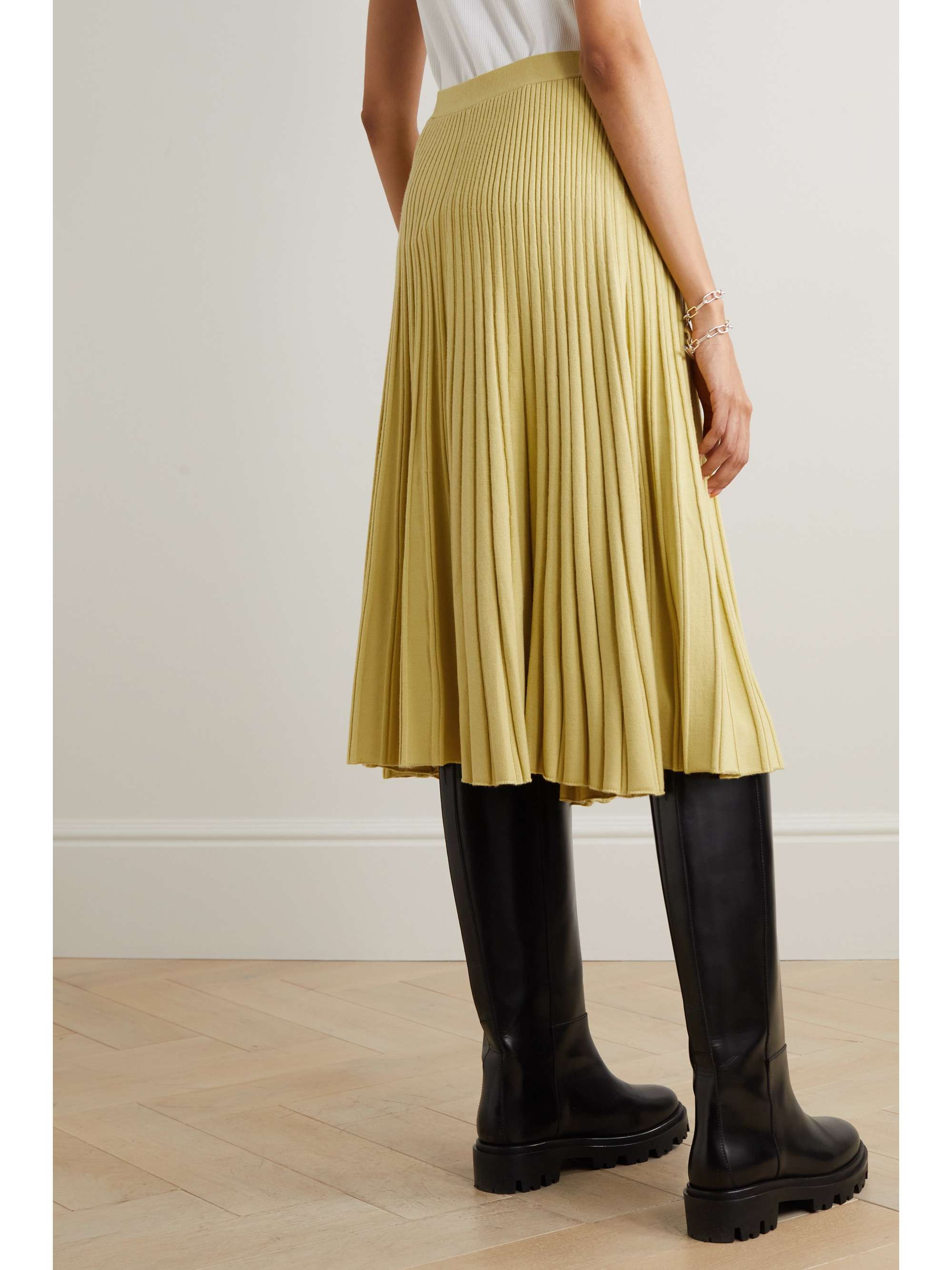 3.1 PHILLIP LIM Wrap-effect pleated wool-blend midi skirt