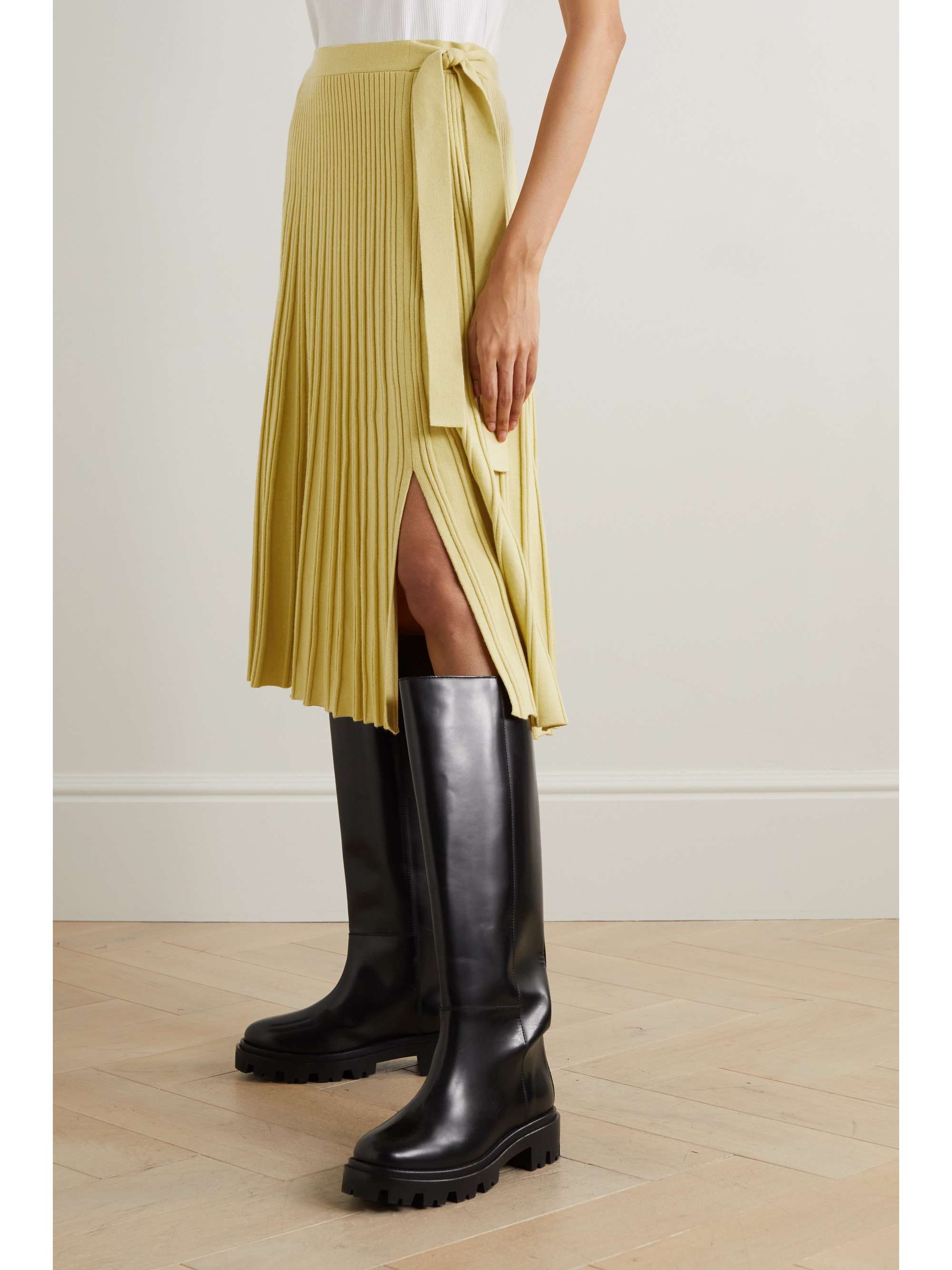 3.1 PHILLIP LIM Wrap-effect pleated wool-blend midi skirt