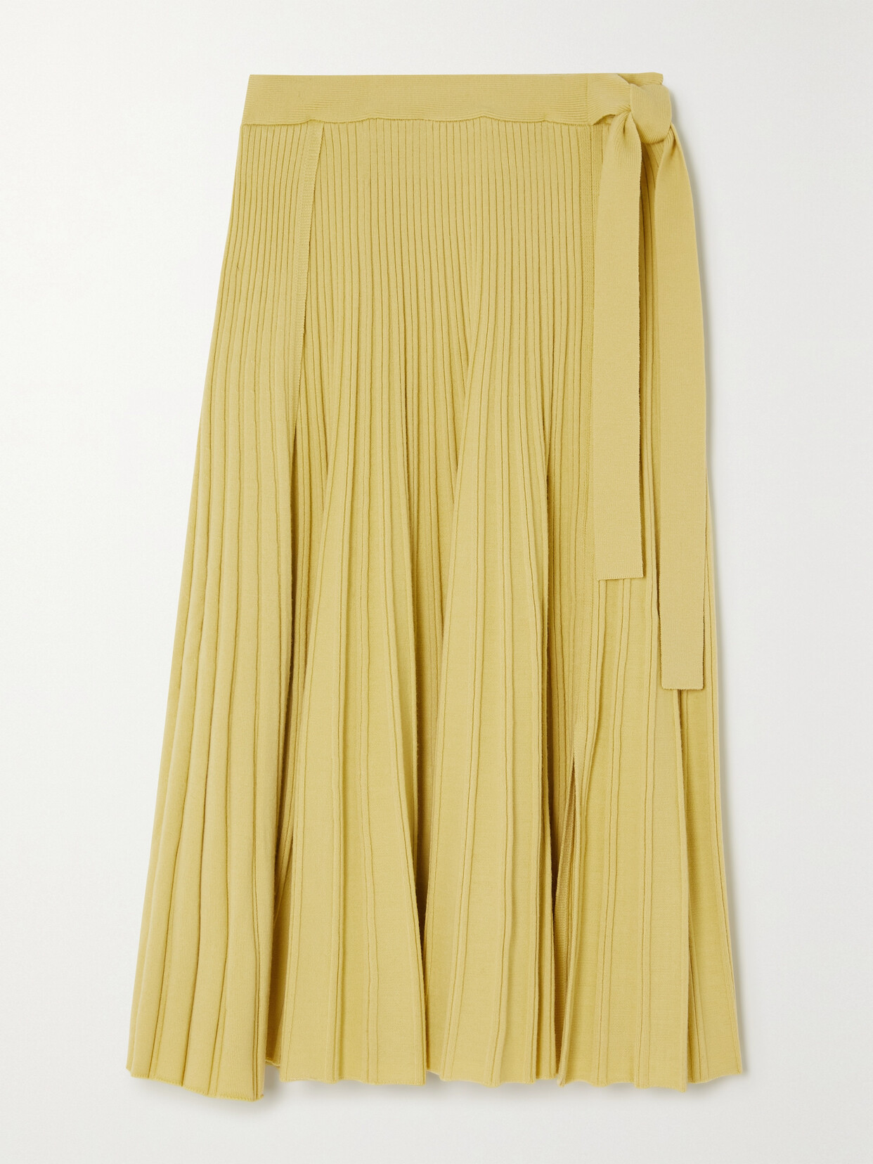 3.1 Phillip Lim - Wrap-effect Pleated Wool-blend Midi Skirt - Yellow