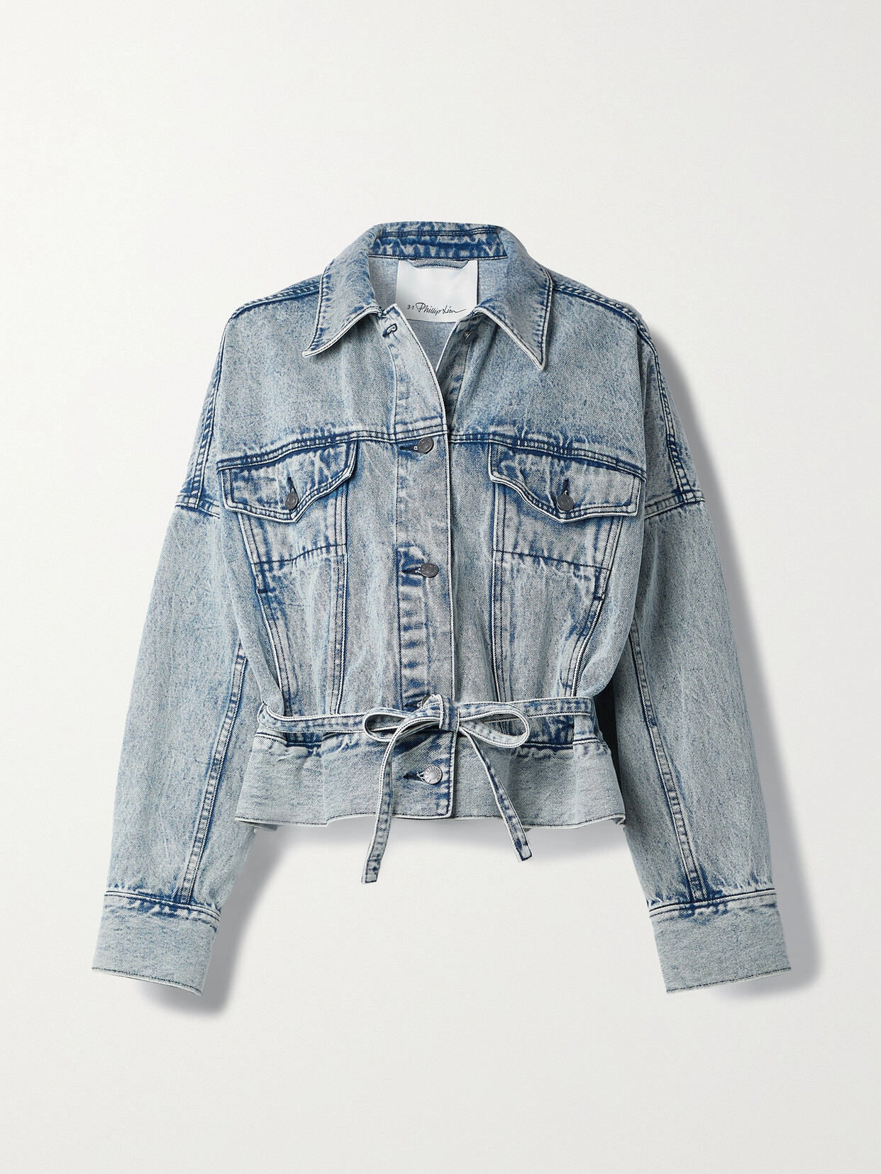 3.1 Phillip Lim - Oversized Belted Denim Jacket - Blue