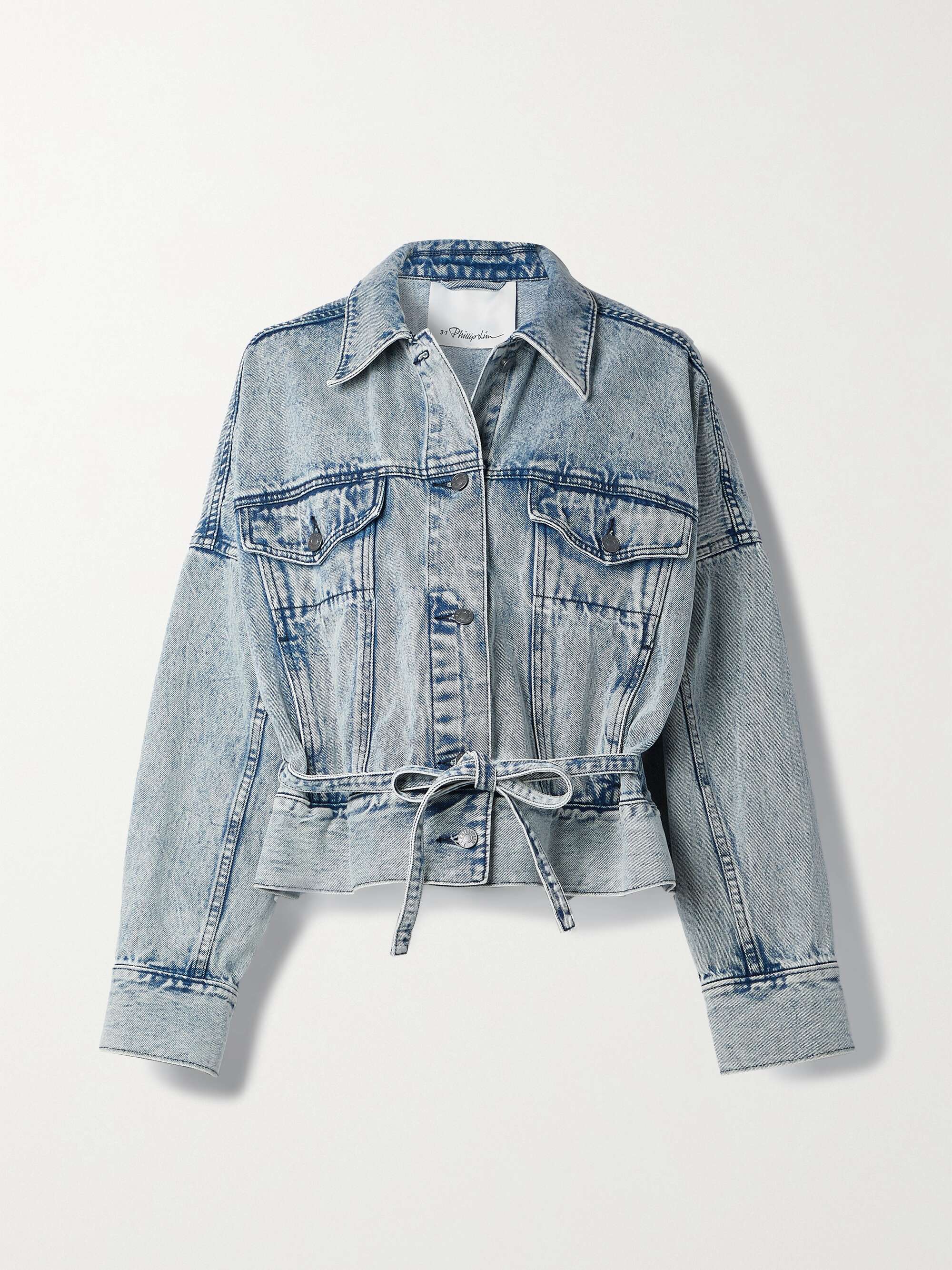 oversized belted denim jacket