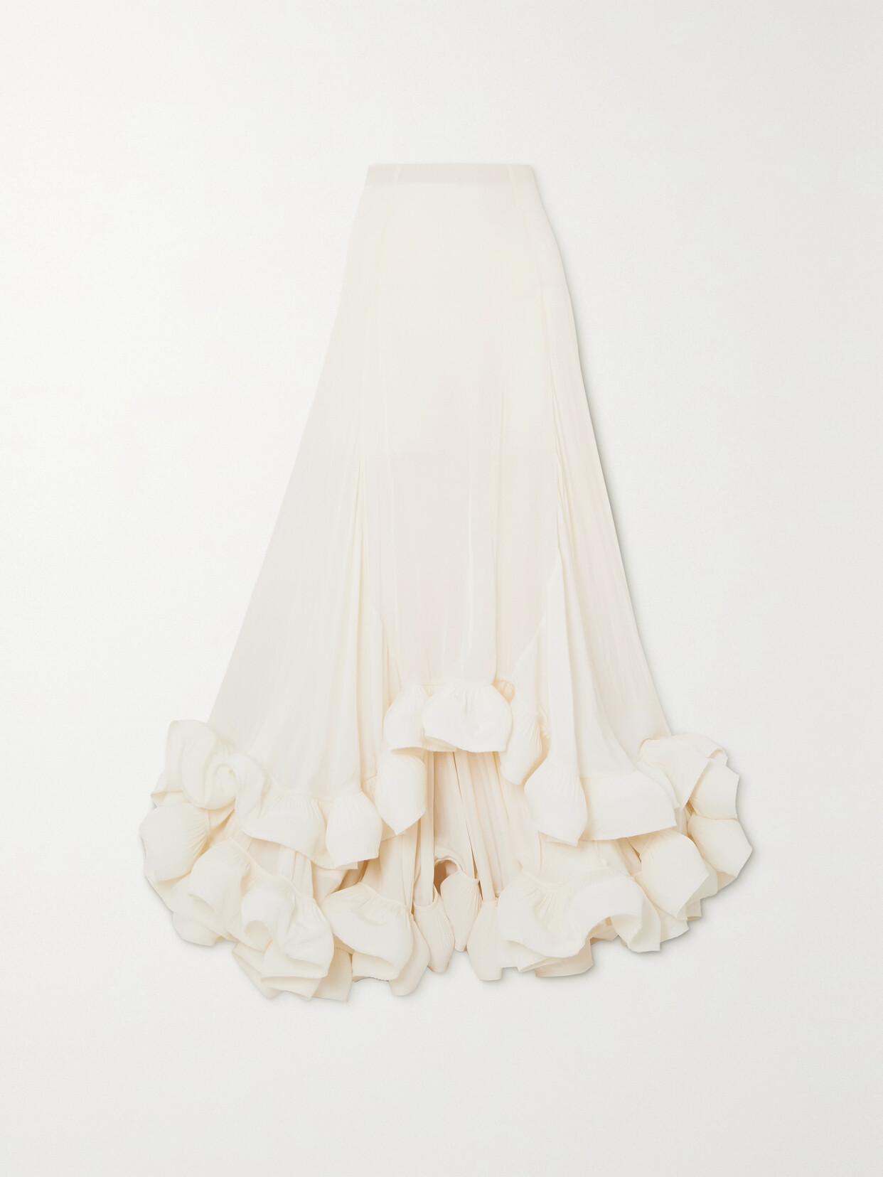 Lanvin - Asymmetric Ruffled Charmeuse Maxi Skirt - Off-white