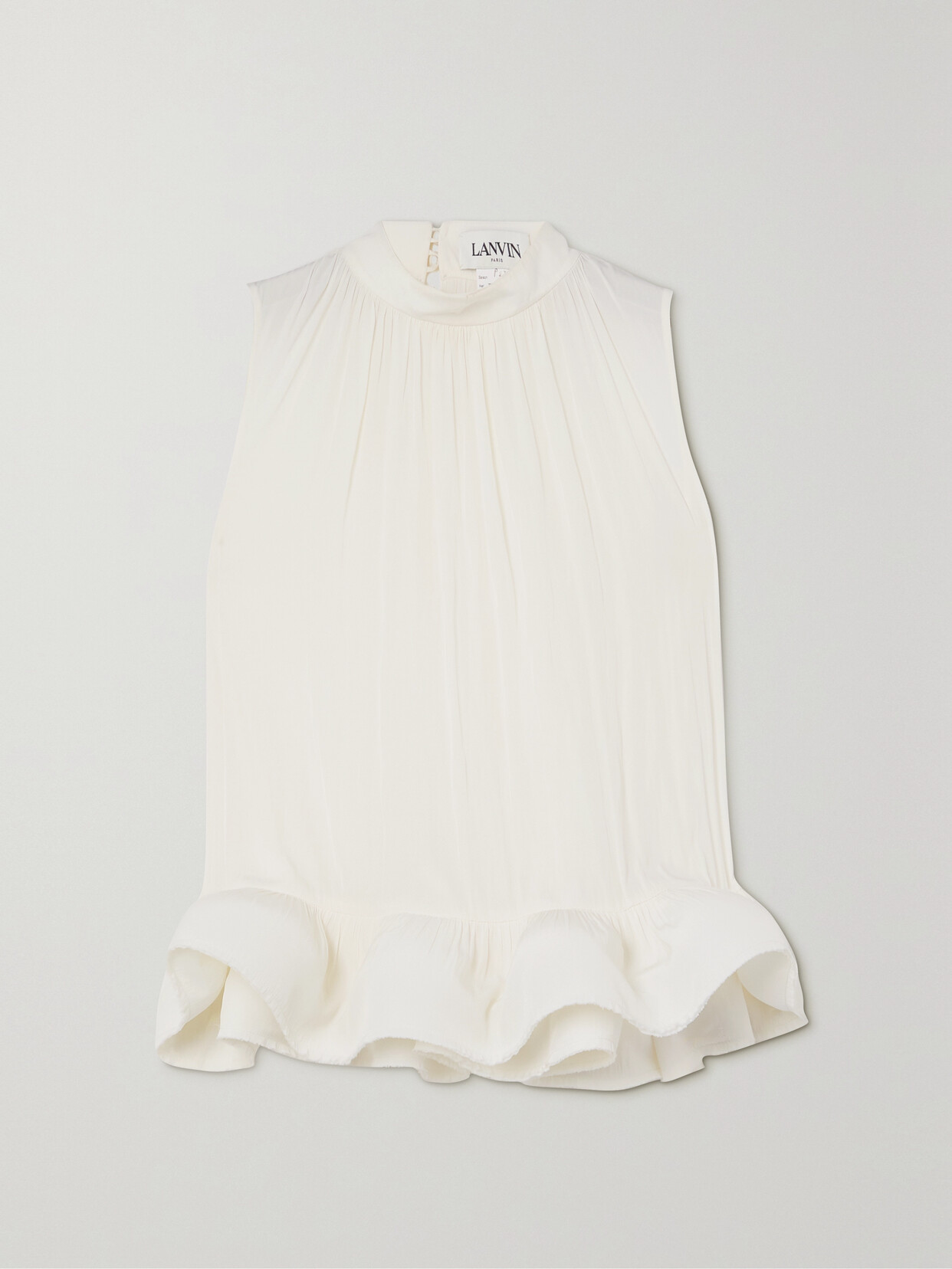 Lanvin - Ruffled Charmeuse Top - Off-white