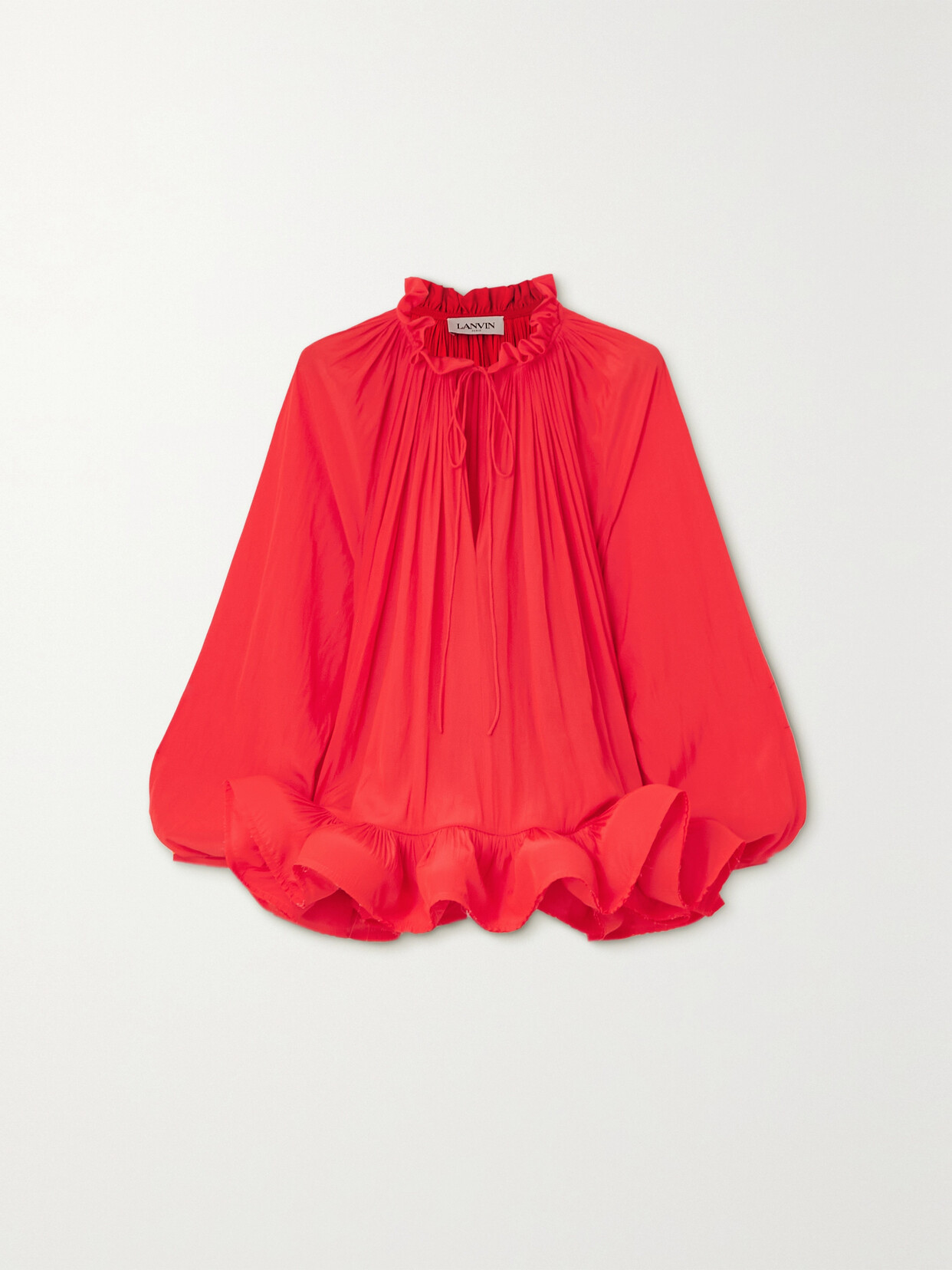 LANVIN RUFFLED GATHERED RECYCLED-VOILE BLOUSE