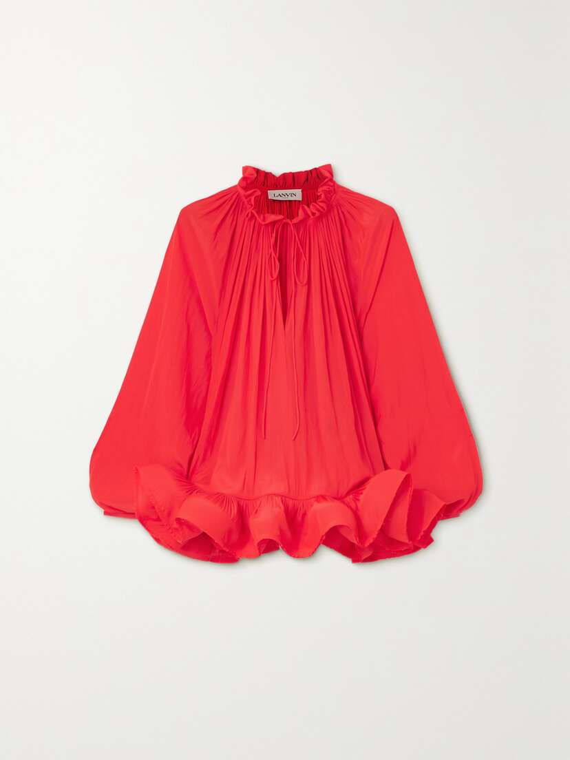 Lanvin Ruffled Gathered Recycled-voile Blouse