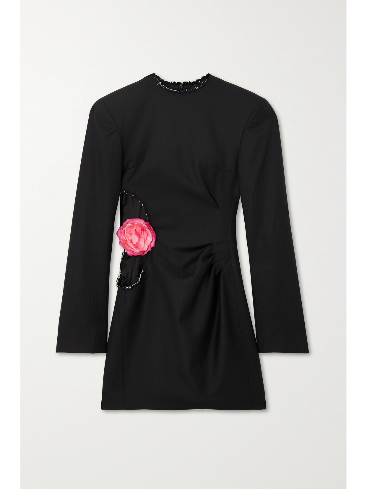 Acne Studios Textured Floral Cut-out Long Sleeve Dress In Black