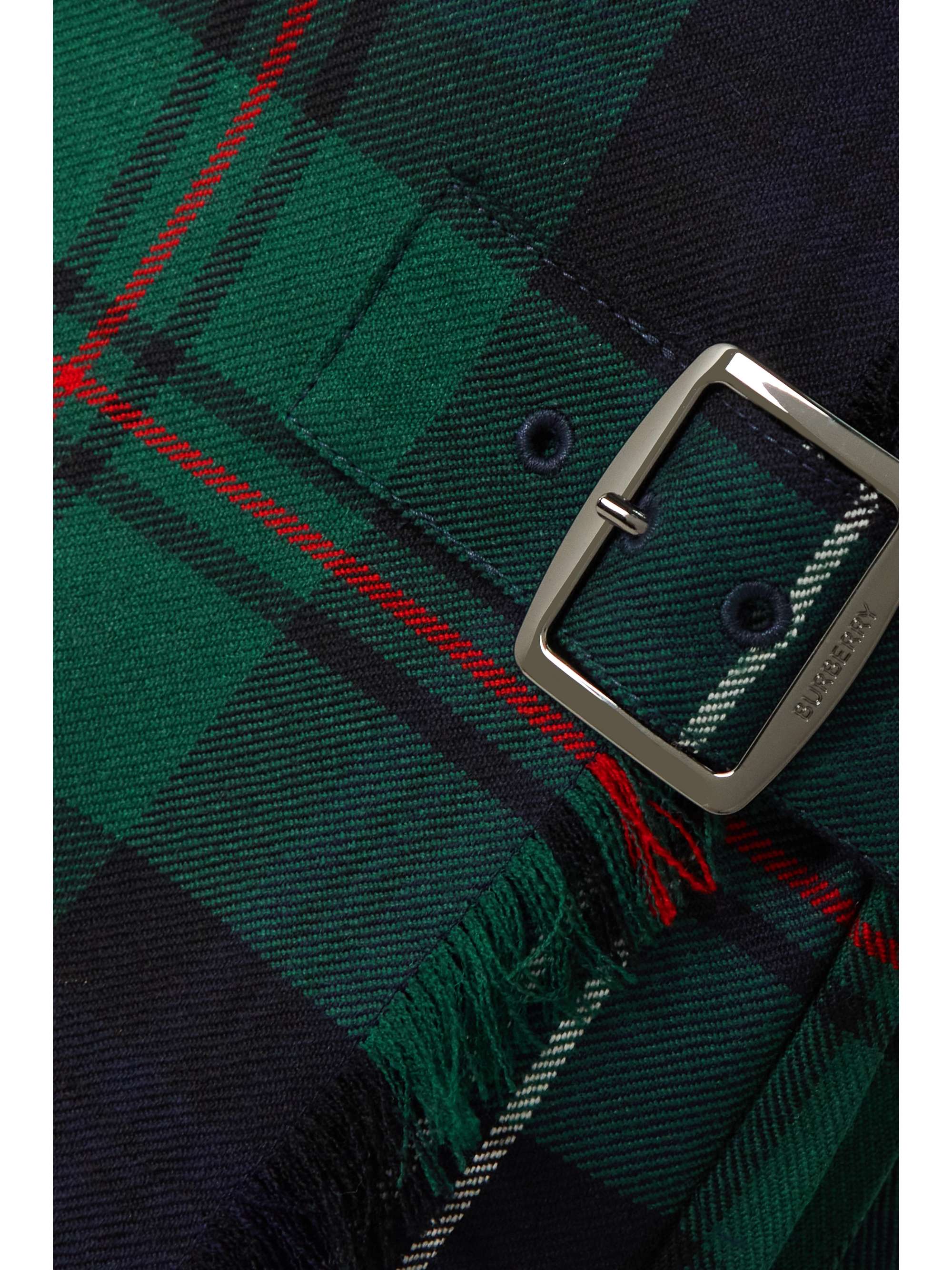 BURBERRY Belted frayed checked wool skirt