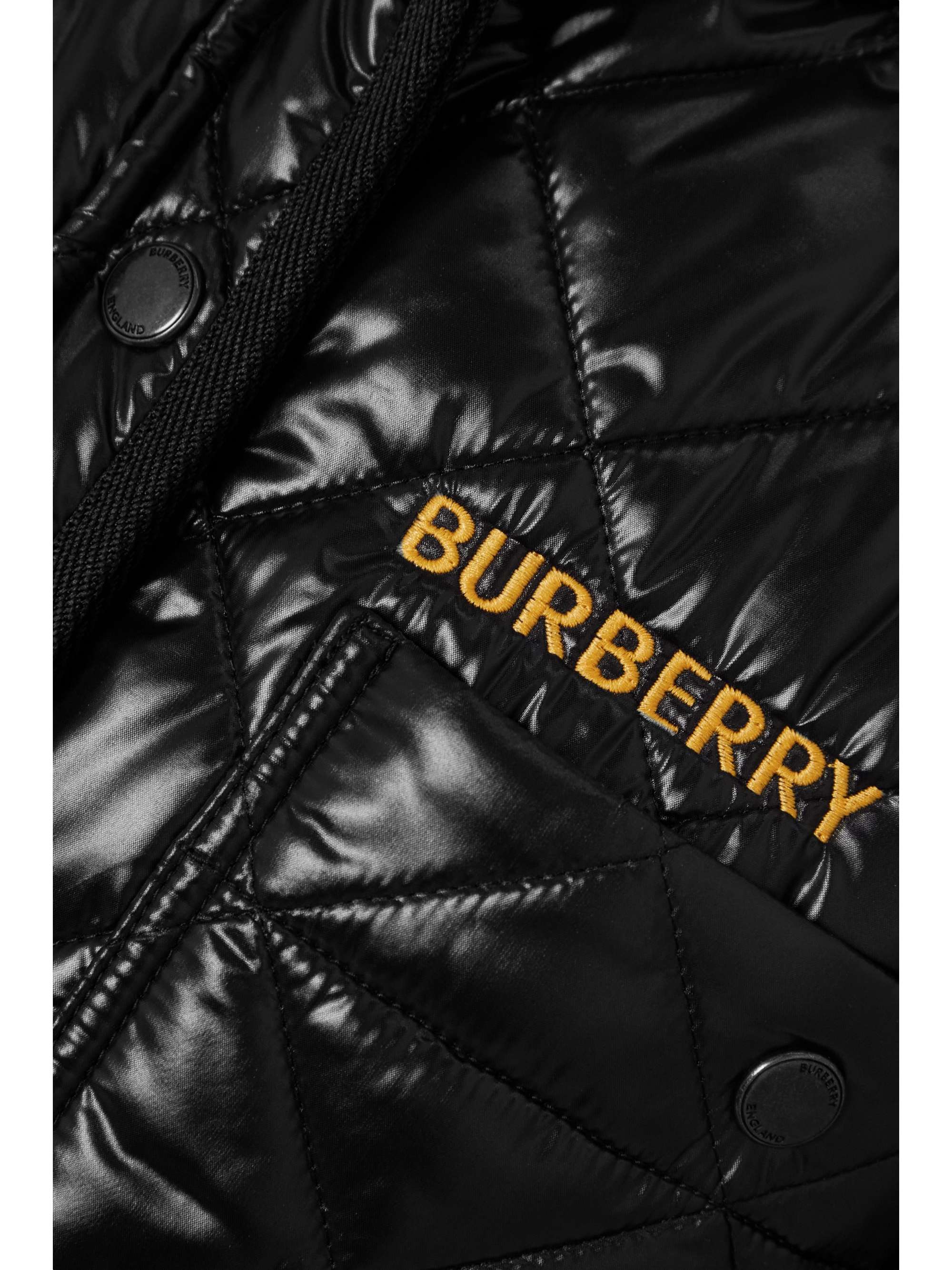 BURBERRY Cotton-corduroy and leather-trimmed quilted glossed-shell jacket
