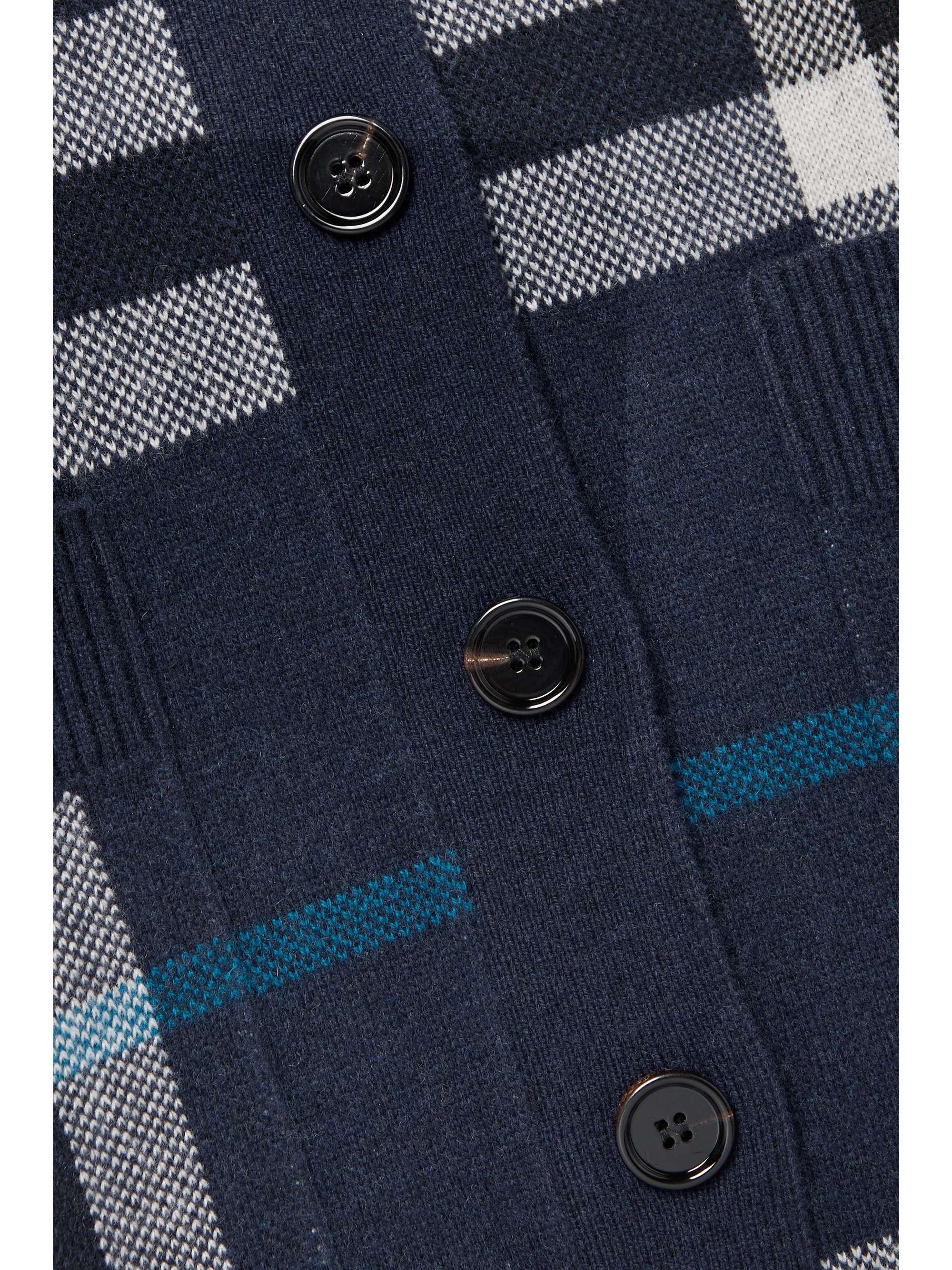 BURBERRY Checked wool and cashmere-blend cardigan