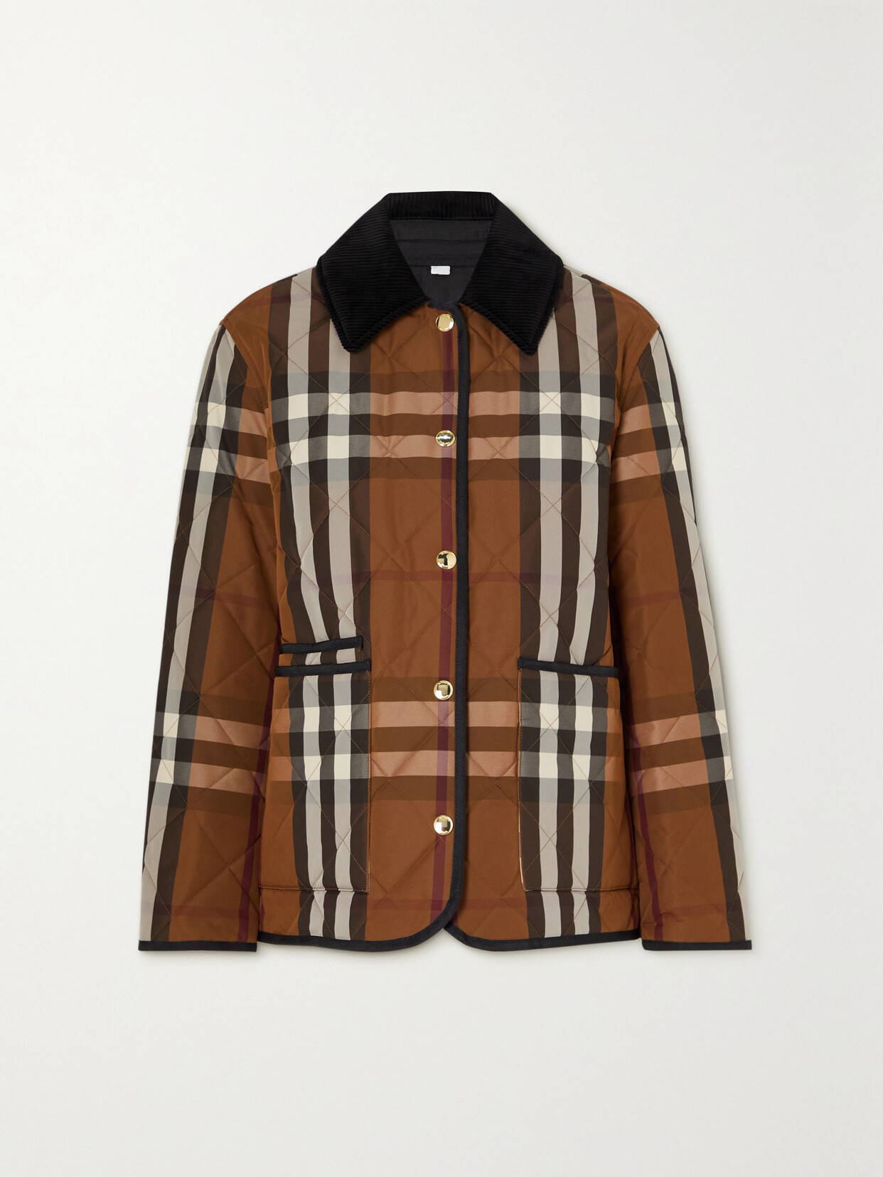 Burberry - Corduroy-trimmed Checked Quilted Shell Jacket - Brown