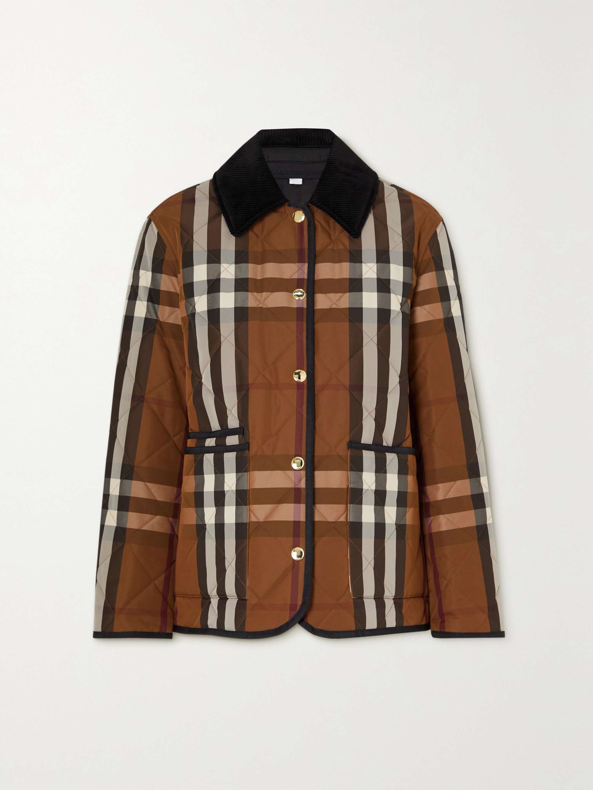 BURBERRY Corduroy-trimmed checked quilted shell jacket | NET-A-PORTER