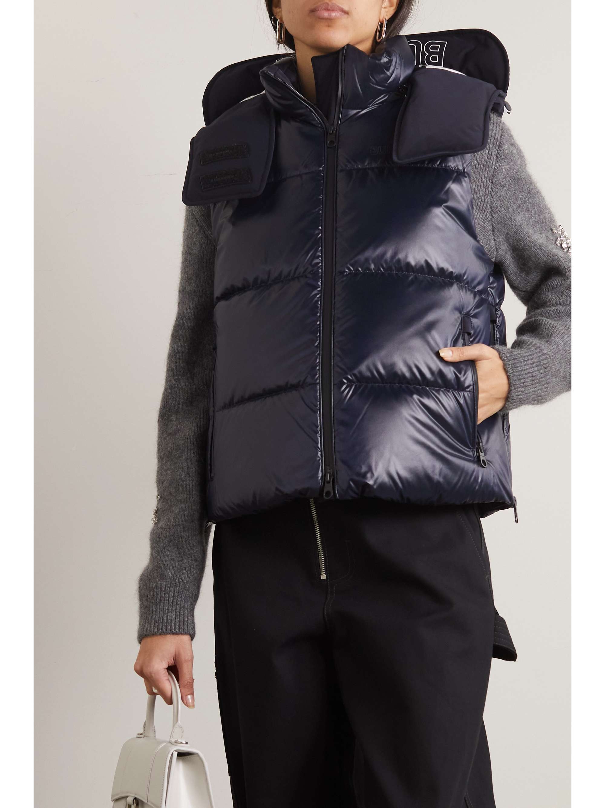 BURBERRY Hooded quilted shell down vest