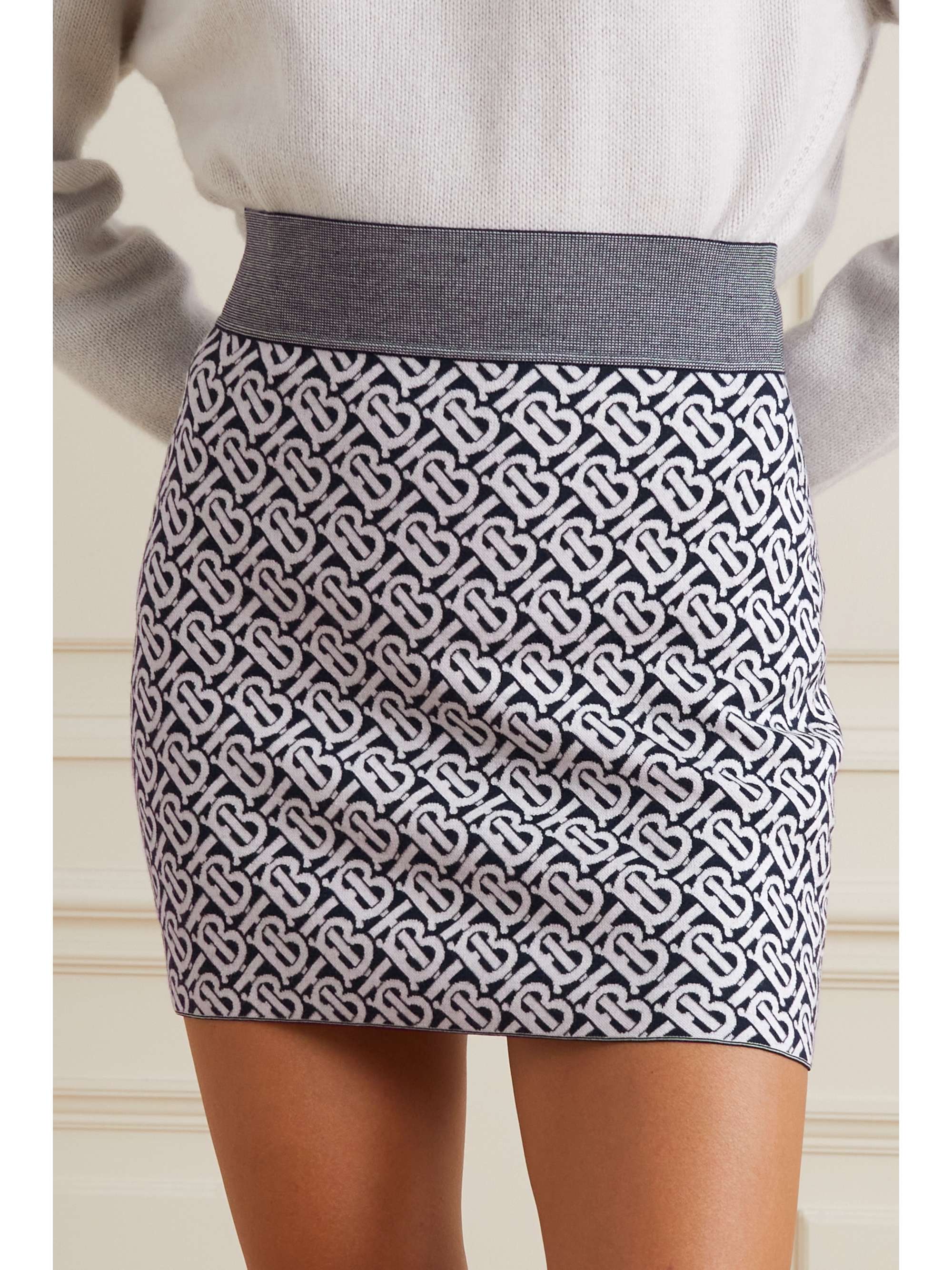 Wool-blend jacquard mini skirt
