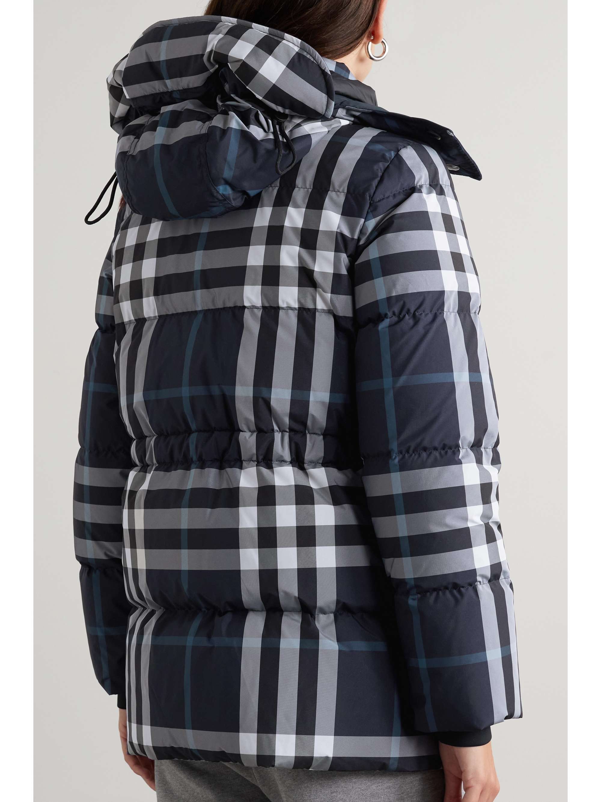 BURBERRY Checked hooded quilted shell coat