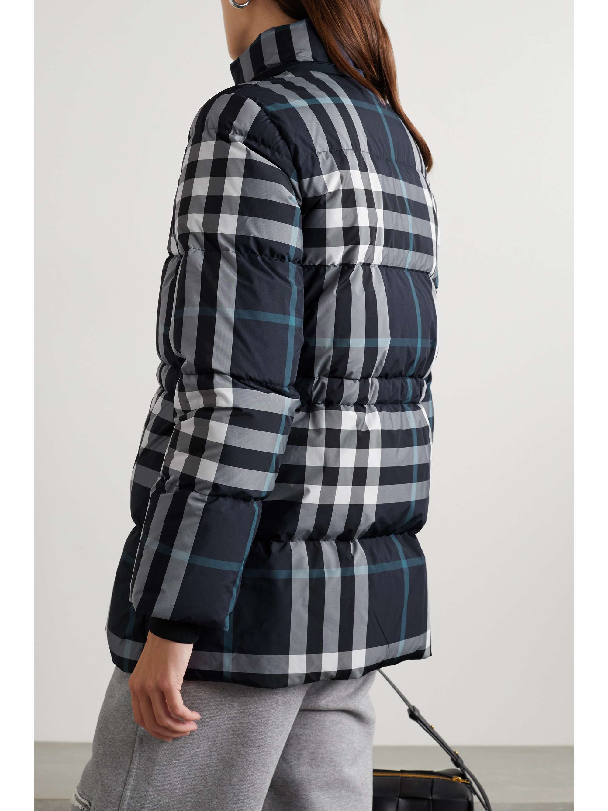 BURBERRY Checked hooded quilted shell coat