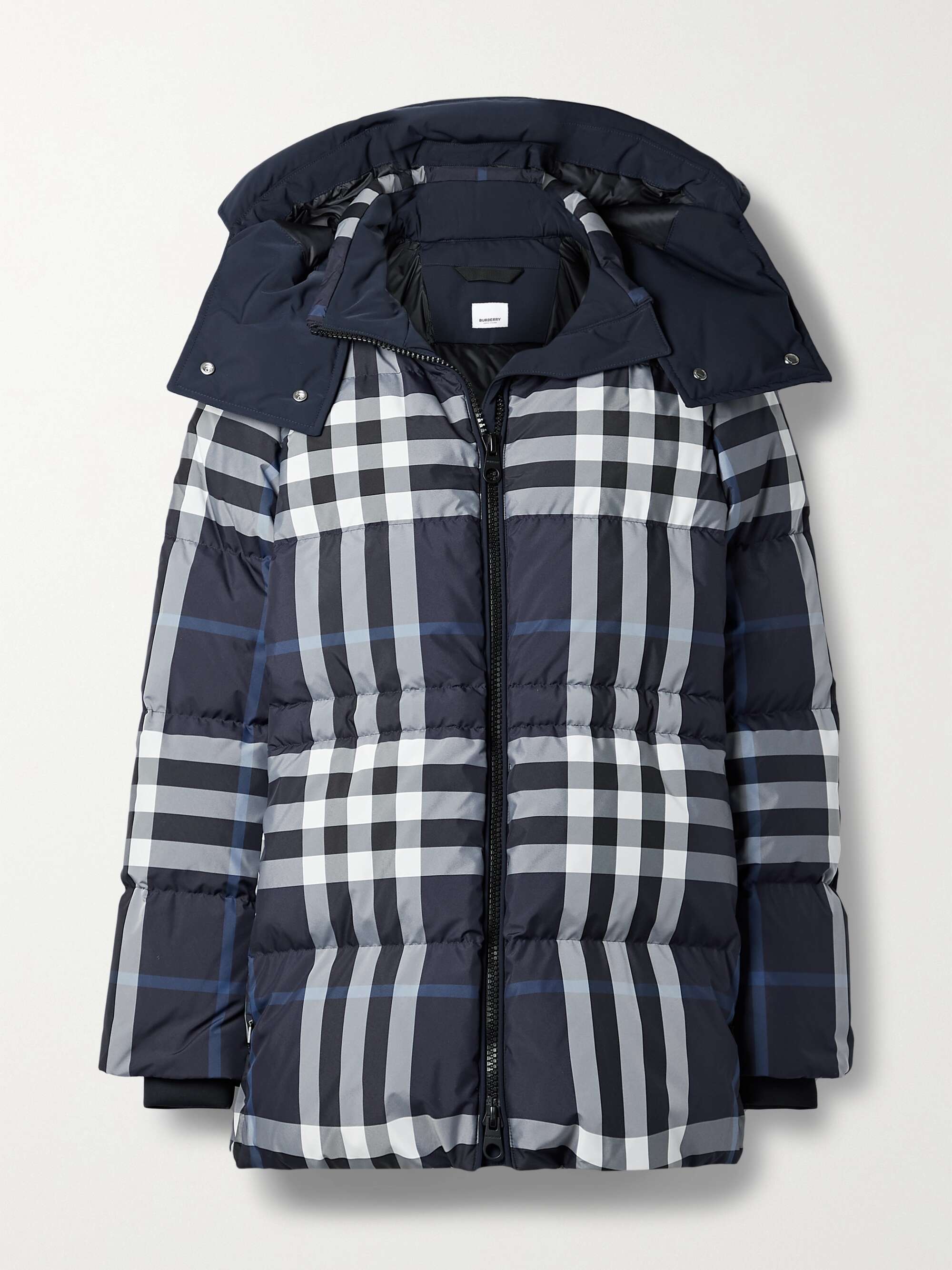 BURBERRY Checked hooded quilted shell coat | NET-A-PORTER