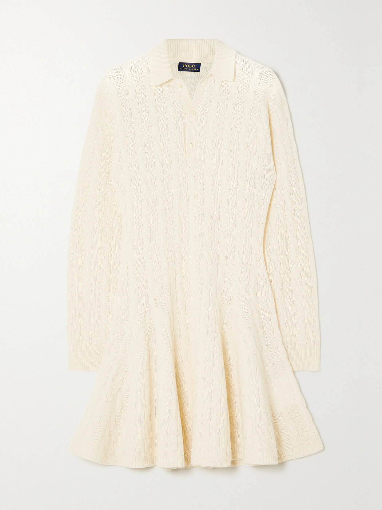 Polo Ralph Lauren Cable-knit Wool And Cashmere-blend Mini Dress In Cream