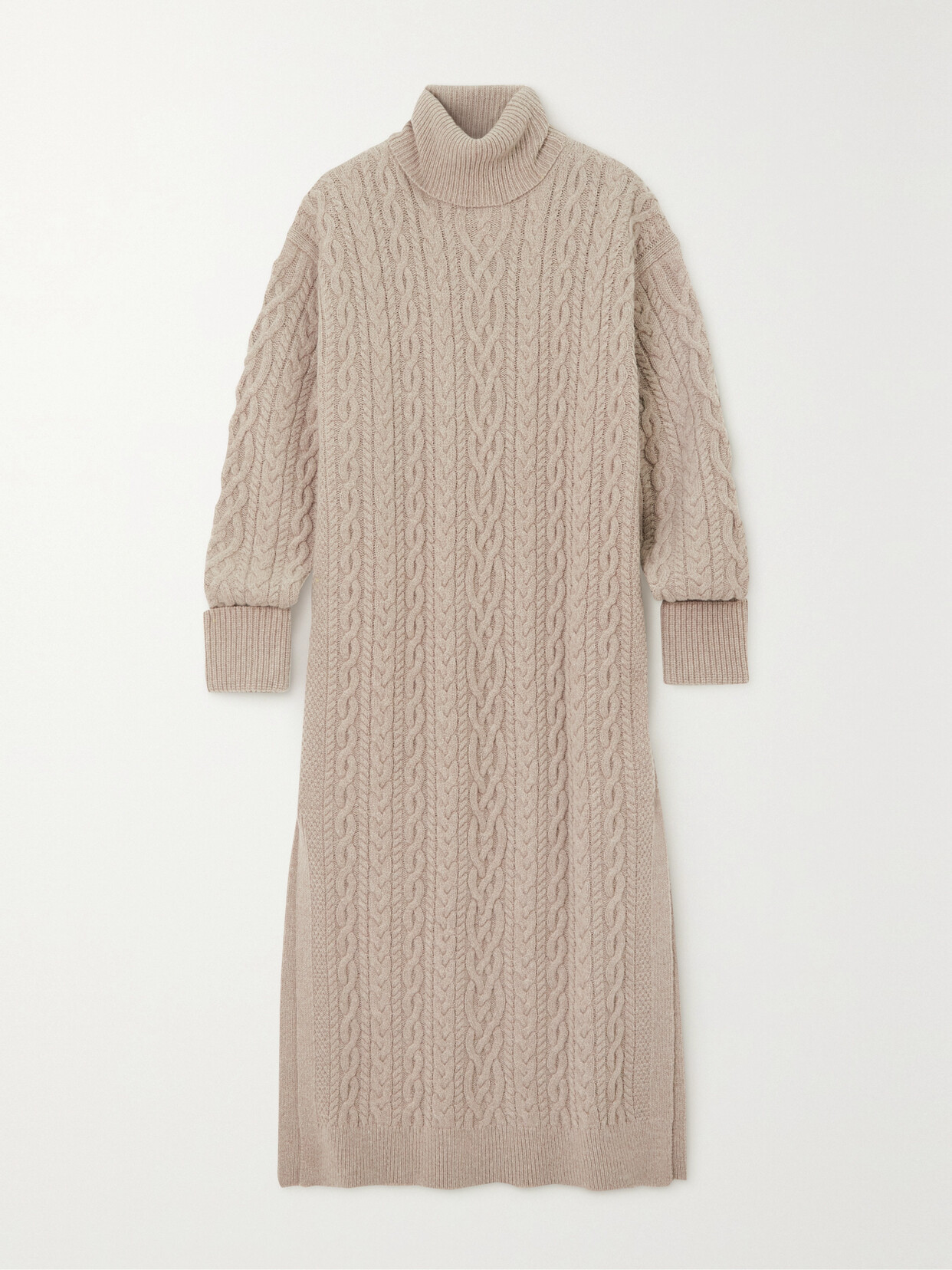 Polo Ralph Lauren - Cable-knit Wool-blend Turtleneck Midi Dress - Neutrals