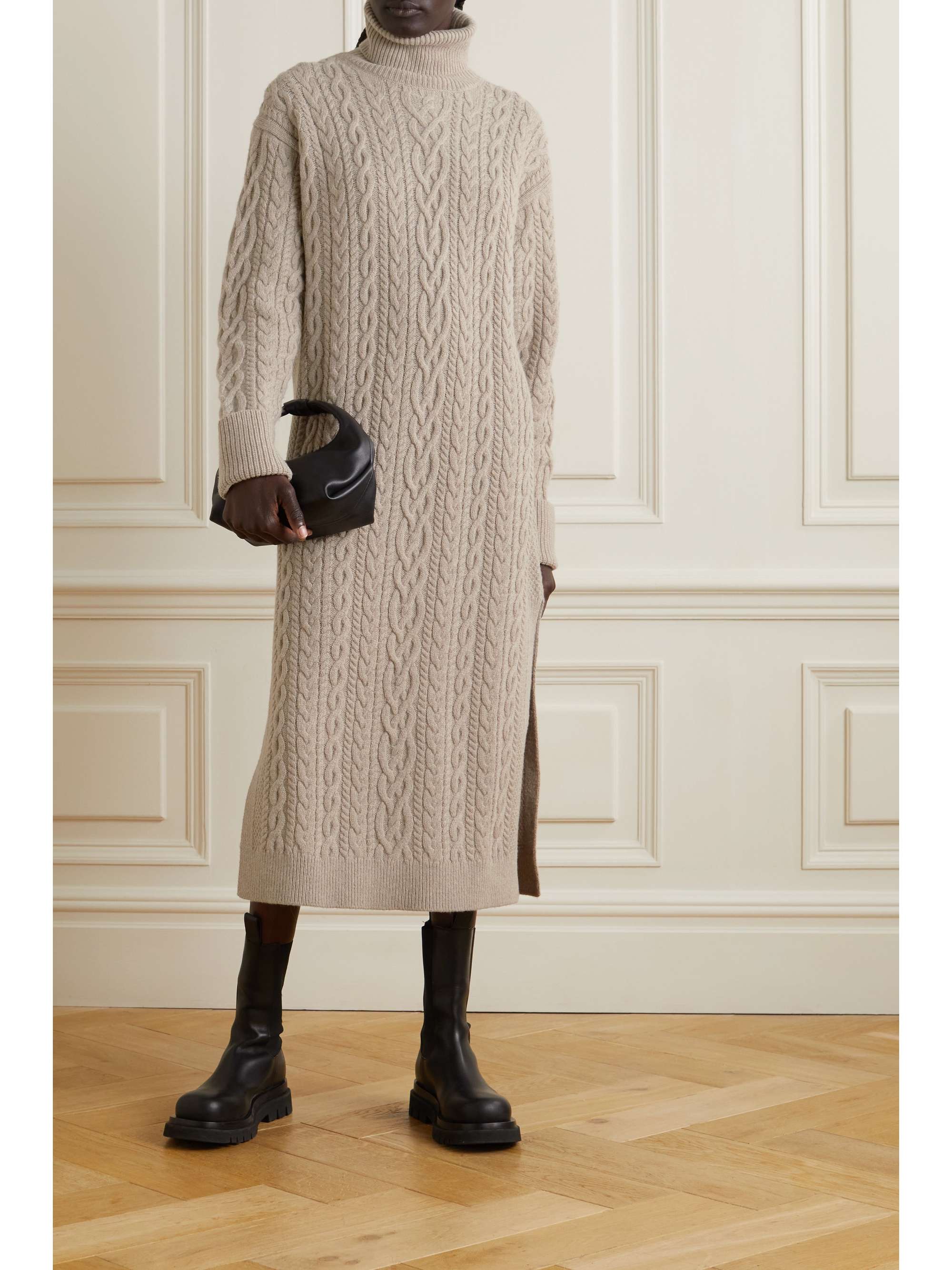 POLO RALPH LAUREN Cable-knit wool-blend turtleneck midi dress | NET-A-PORTER