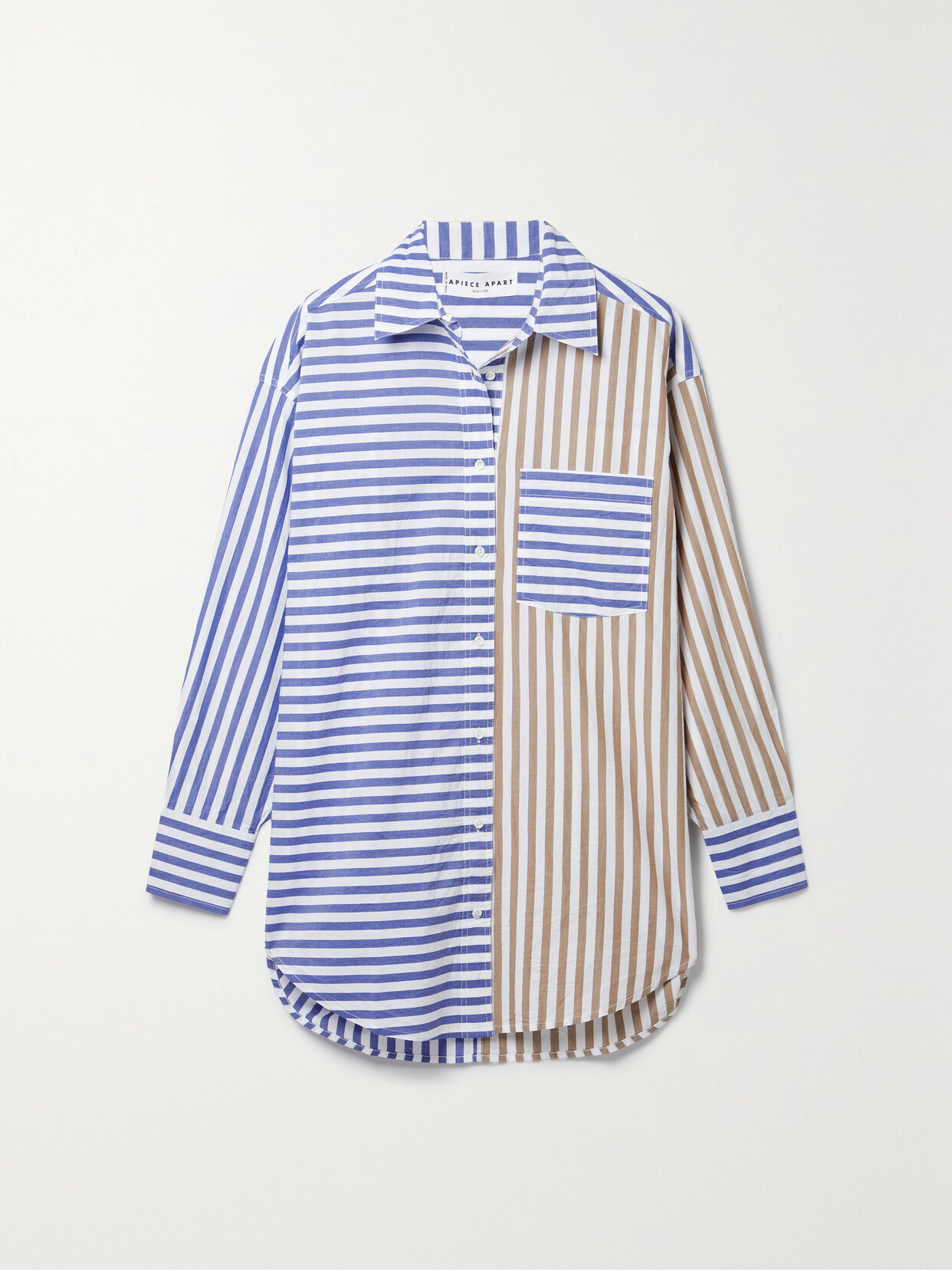 APIECE APART - Oversized Striped Cotton-voile Shirt - Blue