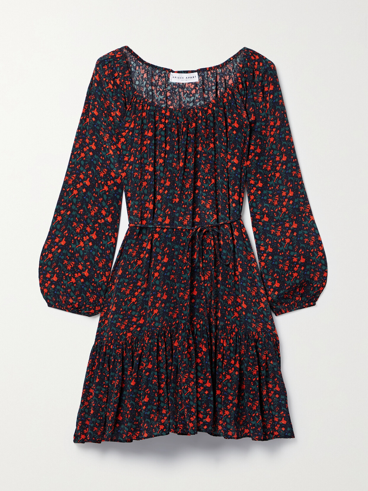 Apiece Apart Manzanilla Floral-print Crepe De Chine Mini Dress In Brown