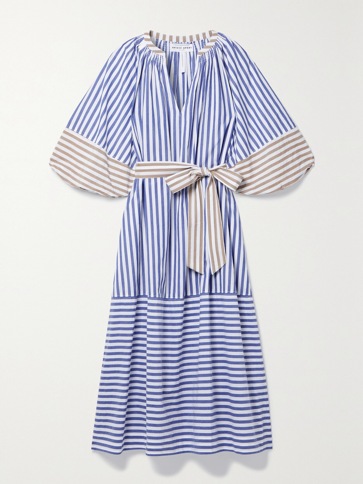 APIECE APART - Sun Mesa Striped Cotton Midi Dress - Blue