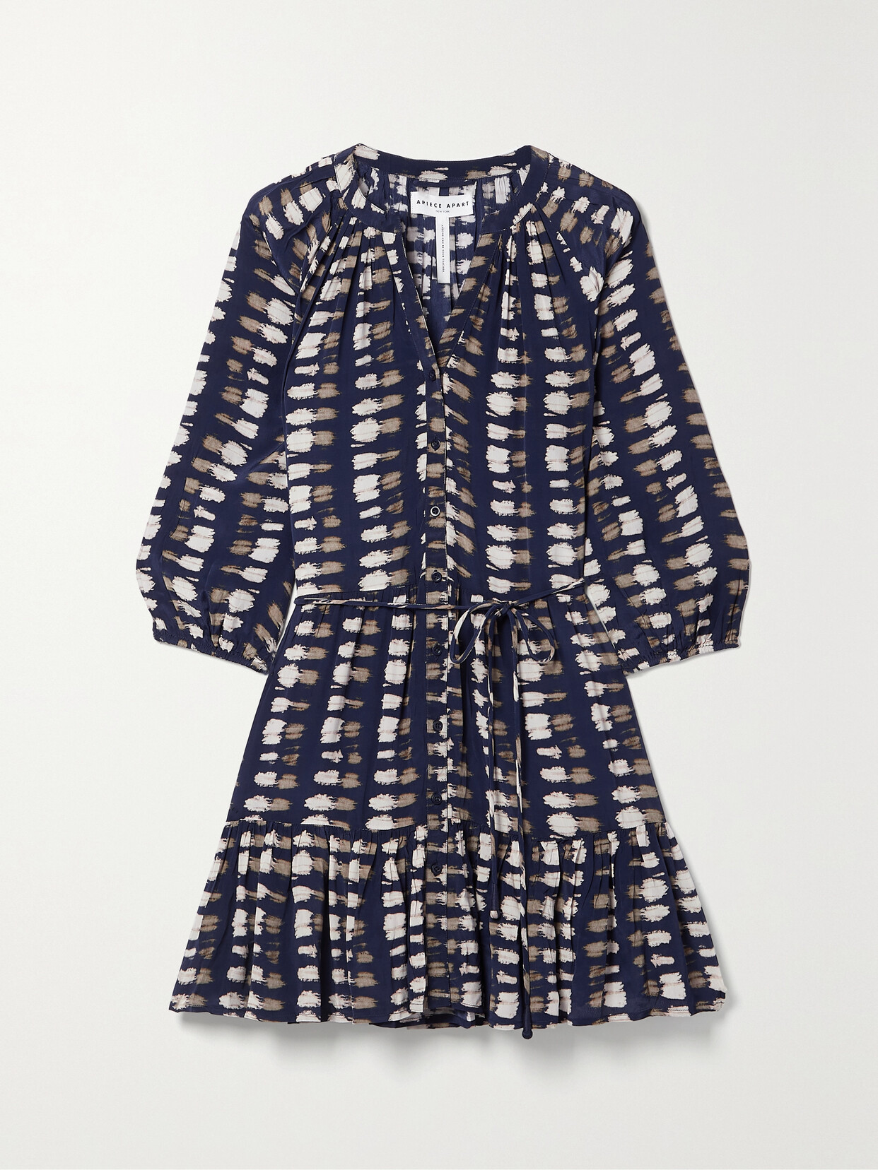 Apiece Apart Mitte Tiered Printed Crepe De Chine Mini Dress In Multi