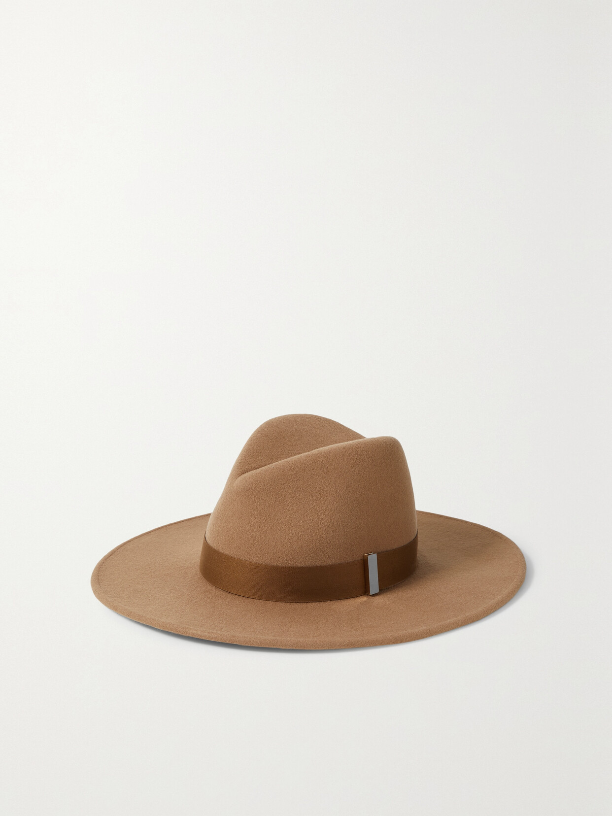 Gigi Burris - + Net Sustain Jeanne Sateen-trimmed Wool-blend Felt Fedora - Brown