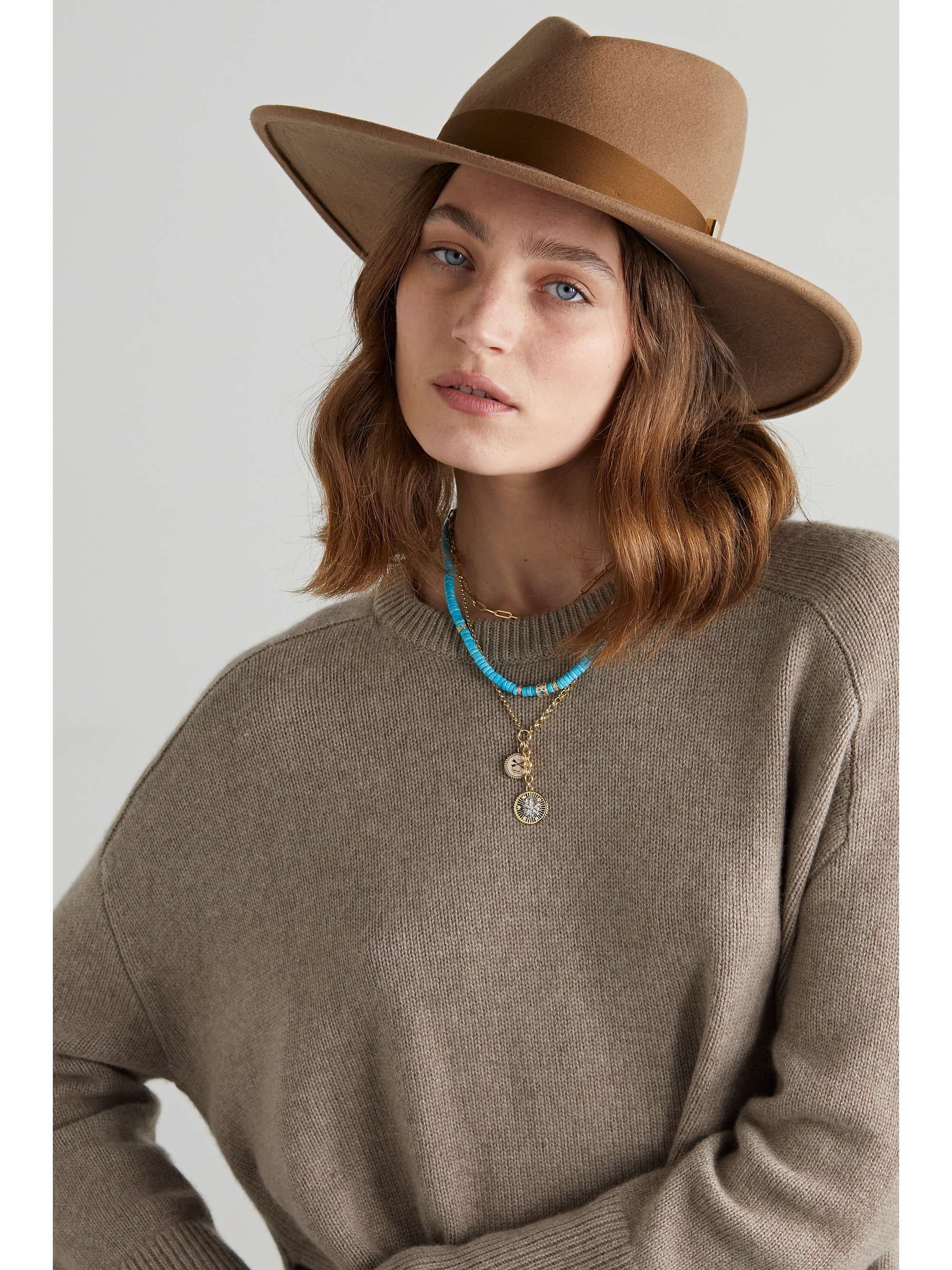 GIGI BURRIS + NET SUSTAIN Jeanne sateen-trimmed wool-blend felt fedora
