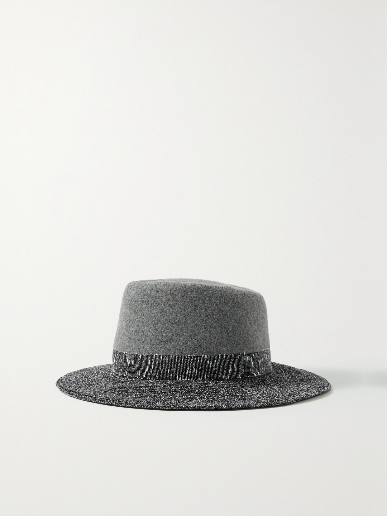 Gigi Burris - + Net Sustain Noelle Grosgrain-trimmed Wool-felt And Chenille Fedora - Gray