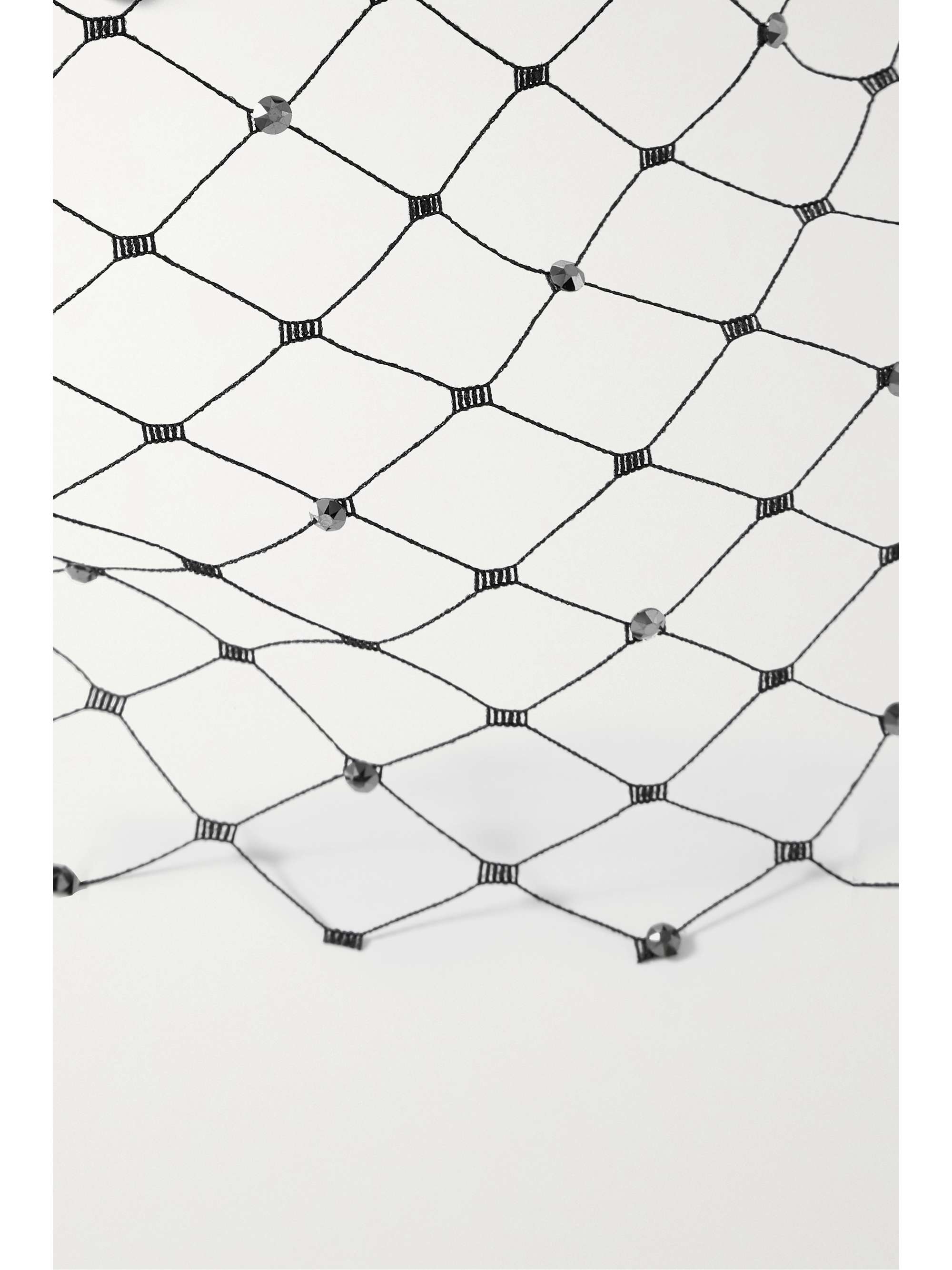 GIGI BURRIS + NET SUSTAIN Kate crystal-embellished silk-fishnet and cotton-grosgrain headband