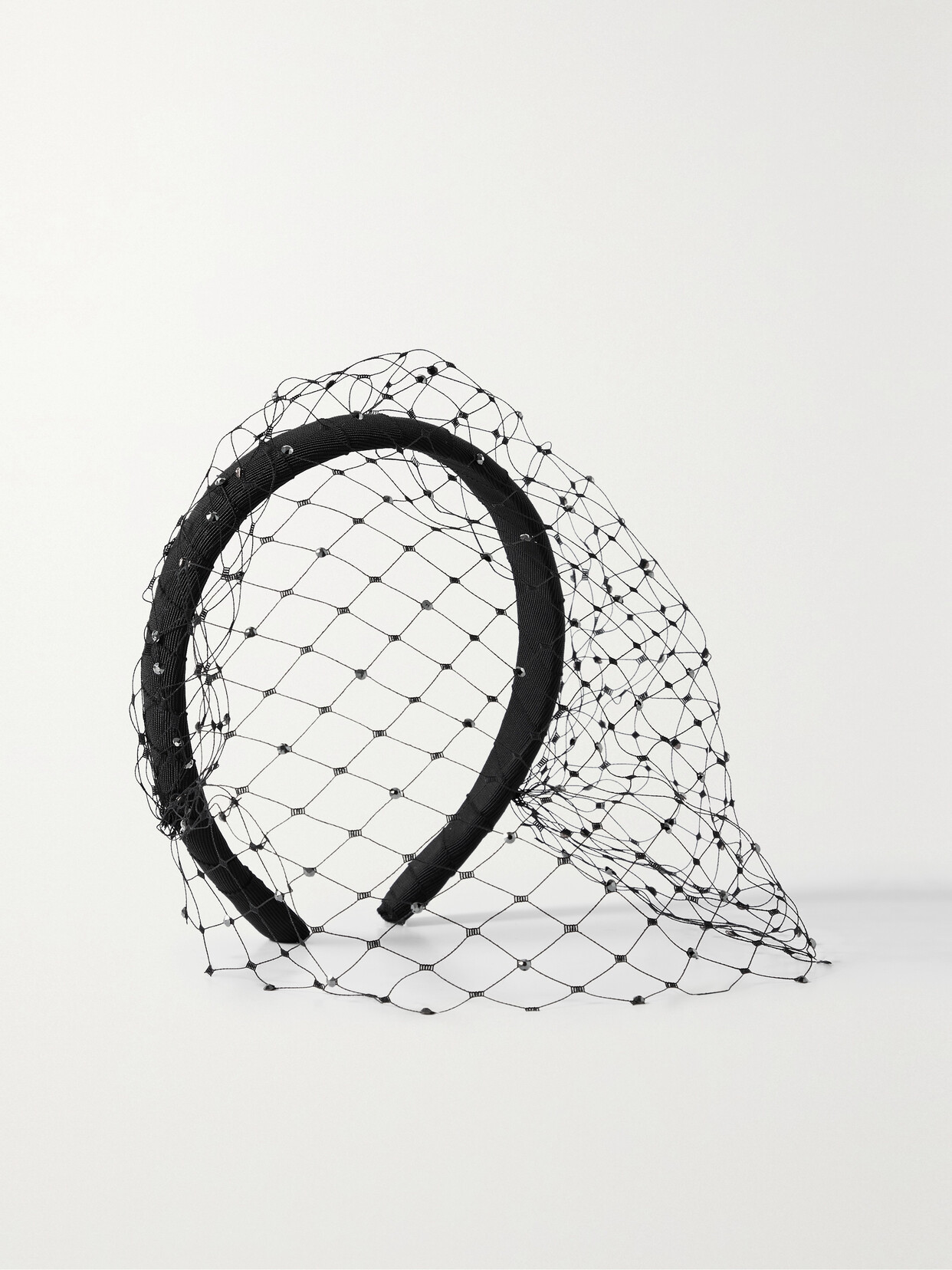 Gigi Burris - + Net Sustain Kate Crystal-embellished Silk-fishnet And Cotton-grosgrain Headband - Black