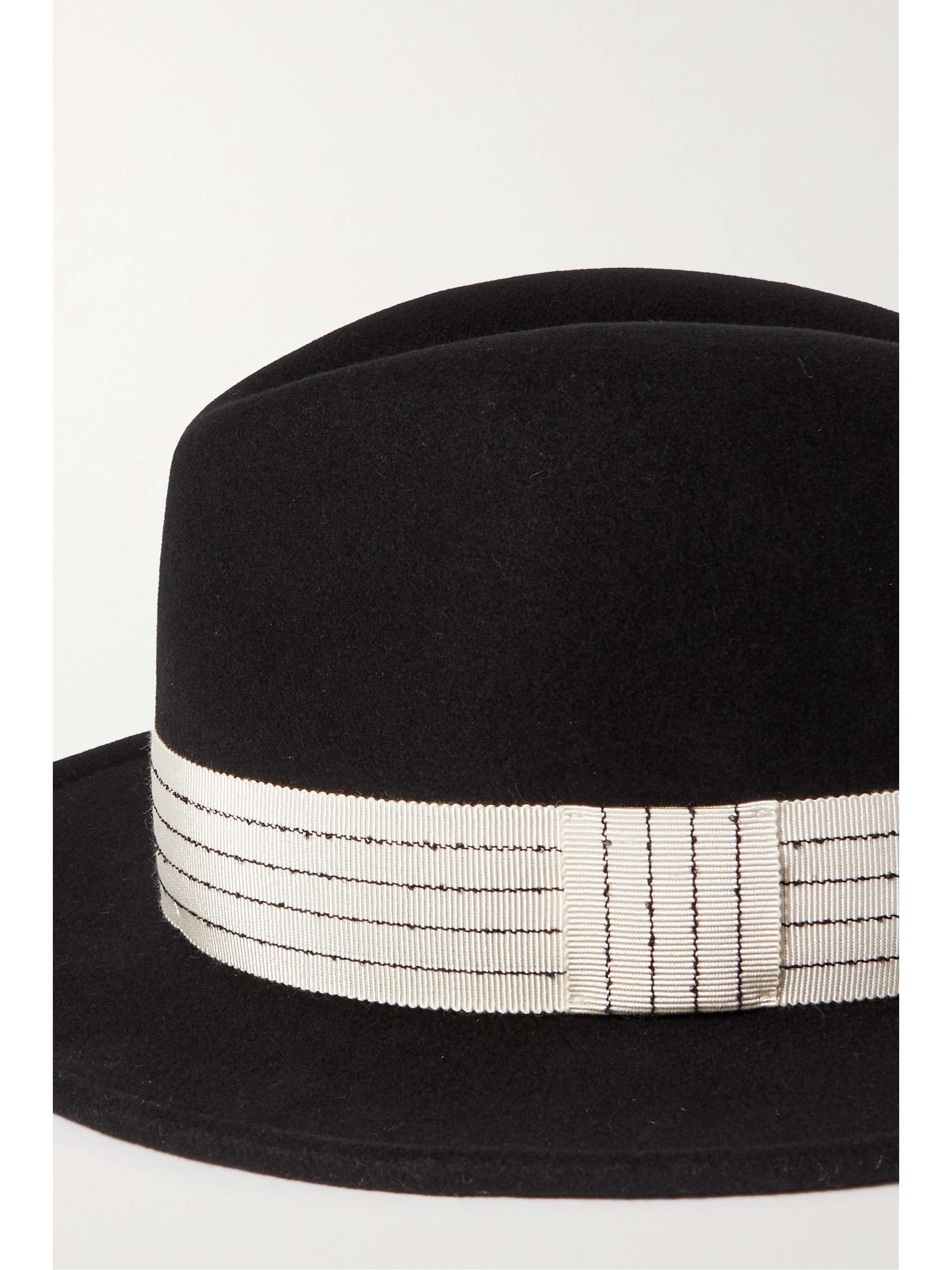 GIGI BURRIS + NET SUSTAIN Grosgrain-trimmed wool and cotton-blend fedora