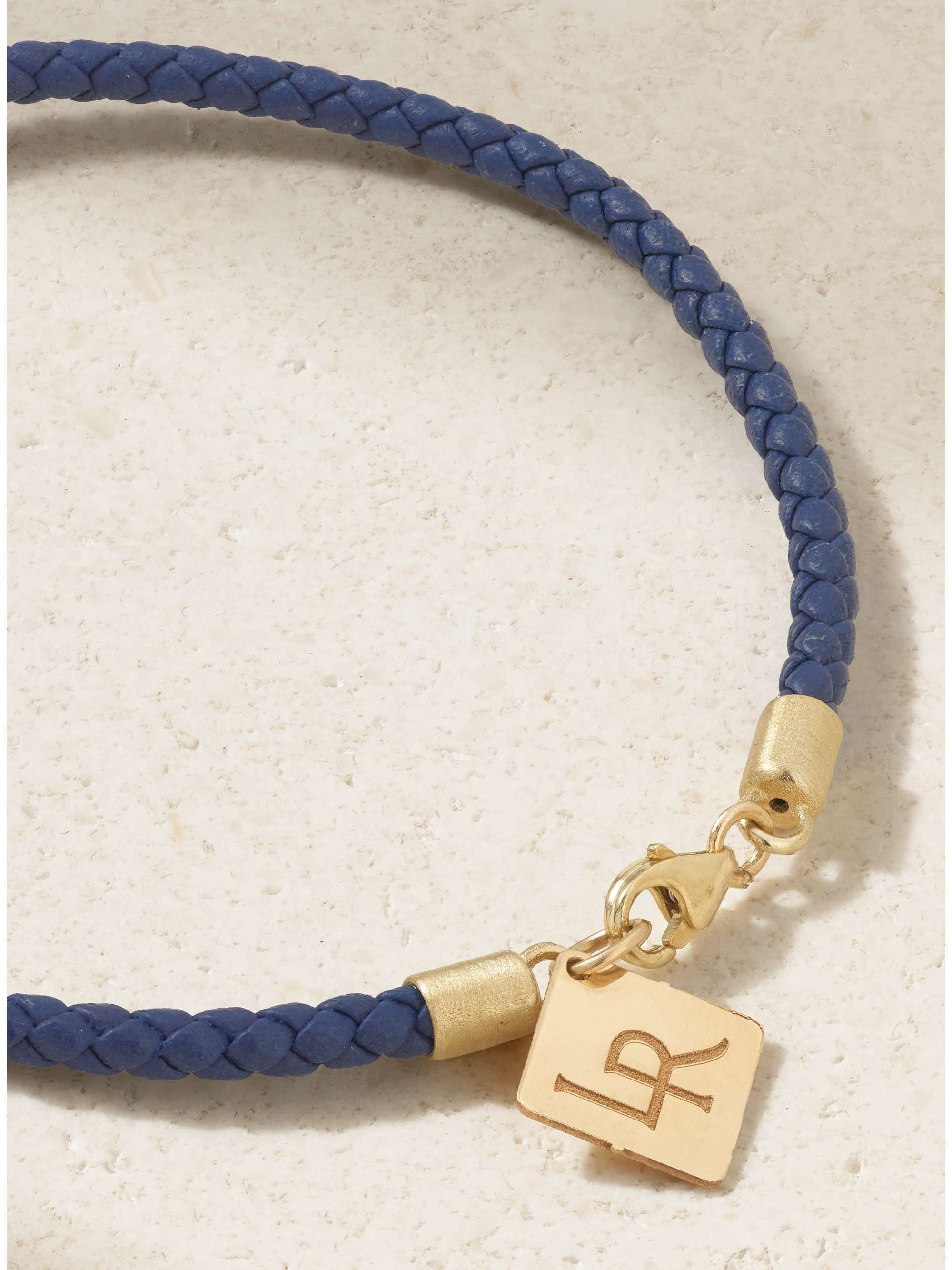 LAUREN RUBINSKI Lemon 14-karat gold, enamel and leather bracelet