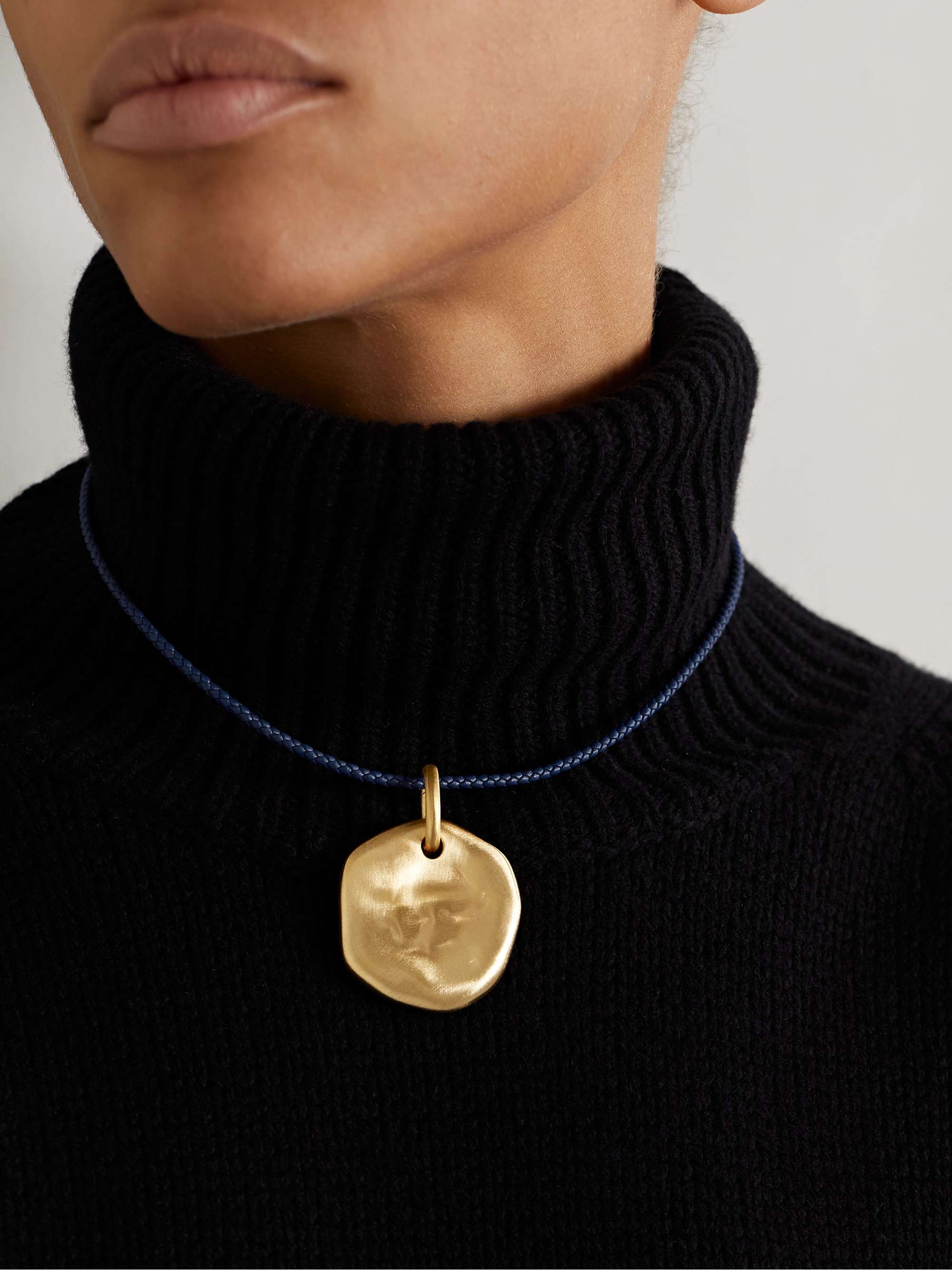 LAUREN RUBINSKI 14-karat gold leather necklace