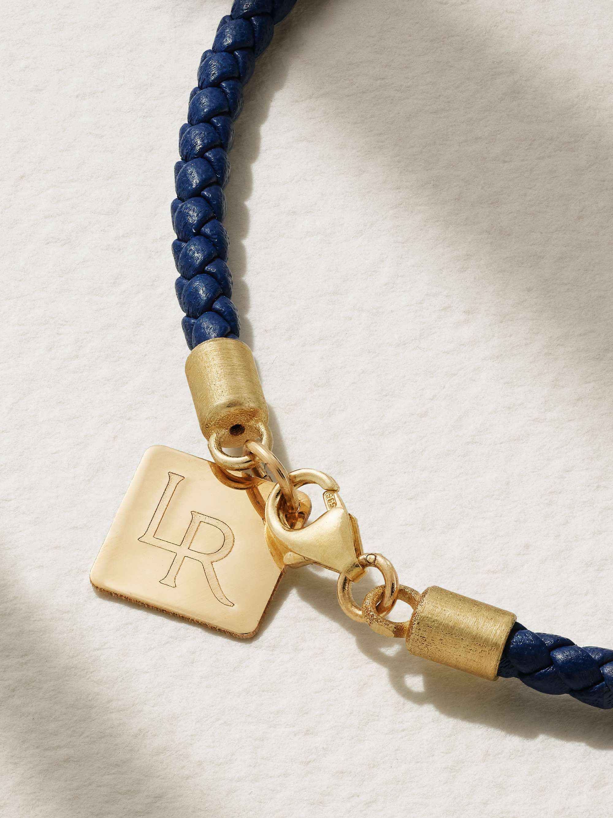 LAUREN RUBINSKI Evil Eye 14-karat gold, enamel and leather bracelet