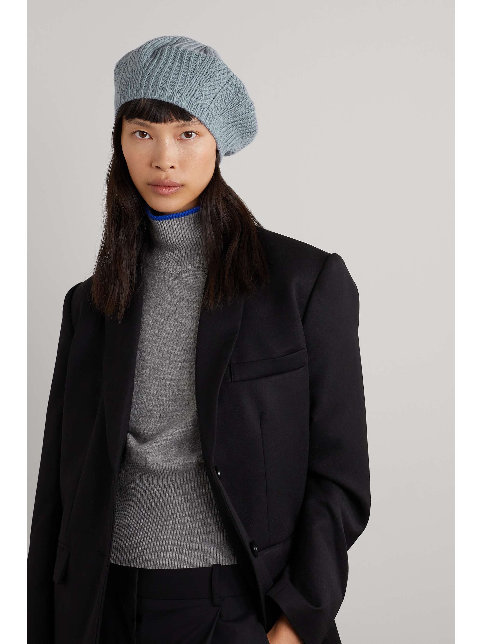 JOHNSTONS OF ELGIN Herringbone cashmere beret