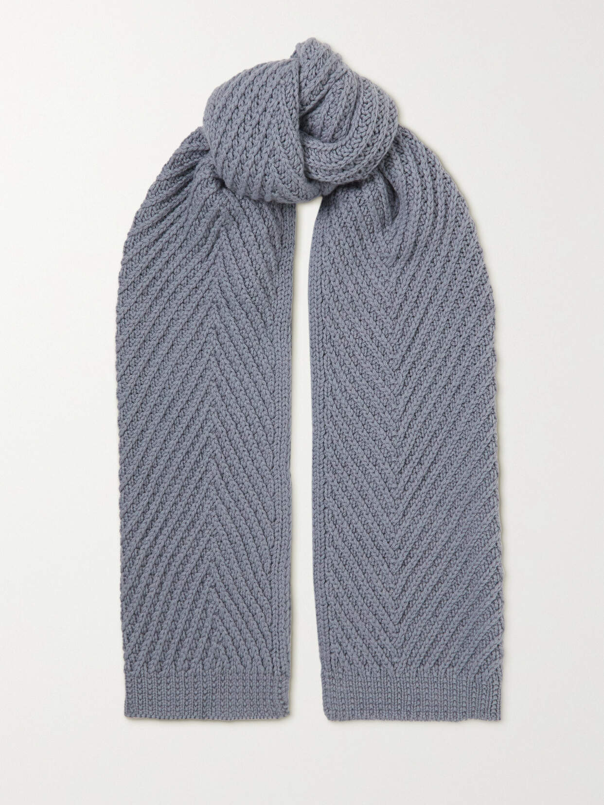 Johnstons of Elgin - Herringbone Cashmere Scarf - Gray