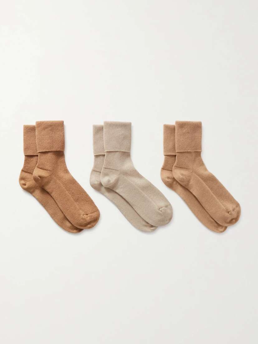 Johnstons of Elgin Set Of Three Ribbed Cashmere-blend Socks