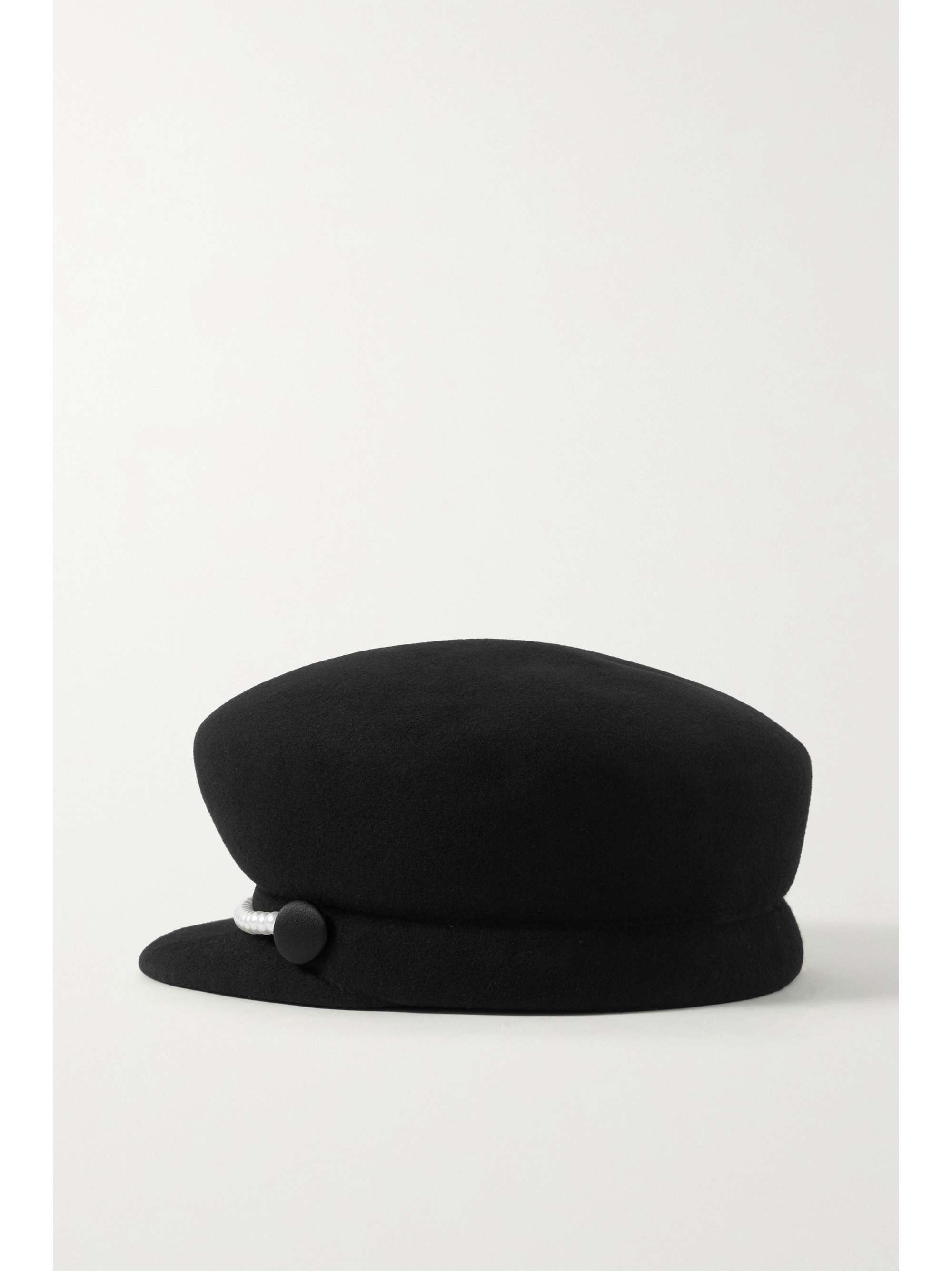 EUGENIA KIM Sabrina faux pearl-embellished wool-felt cap