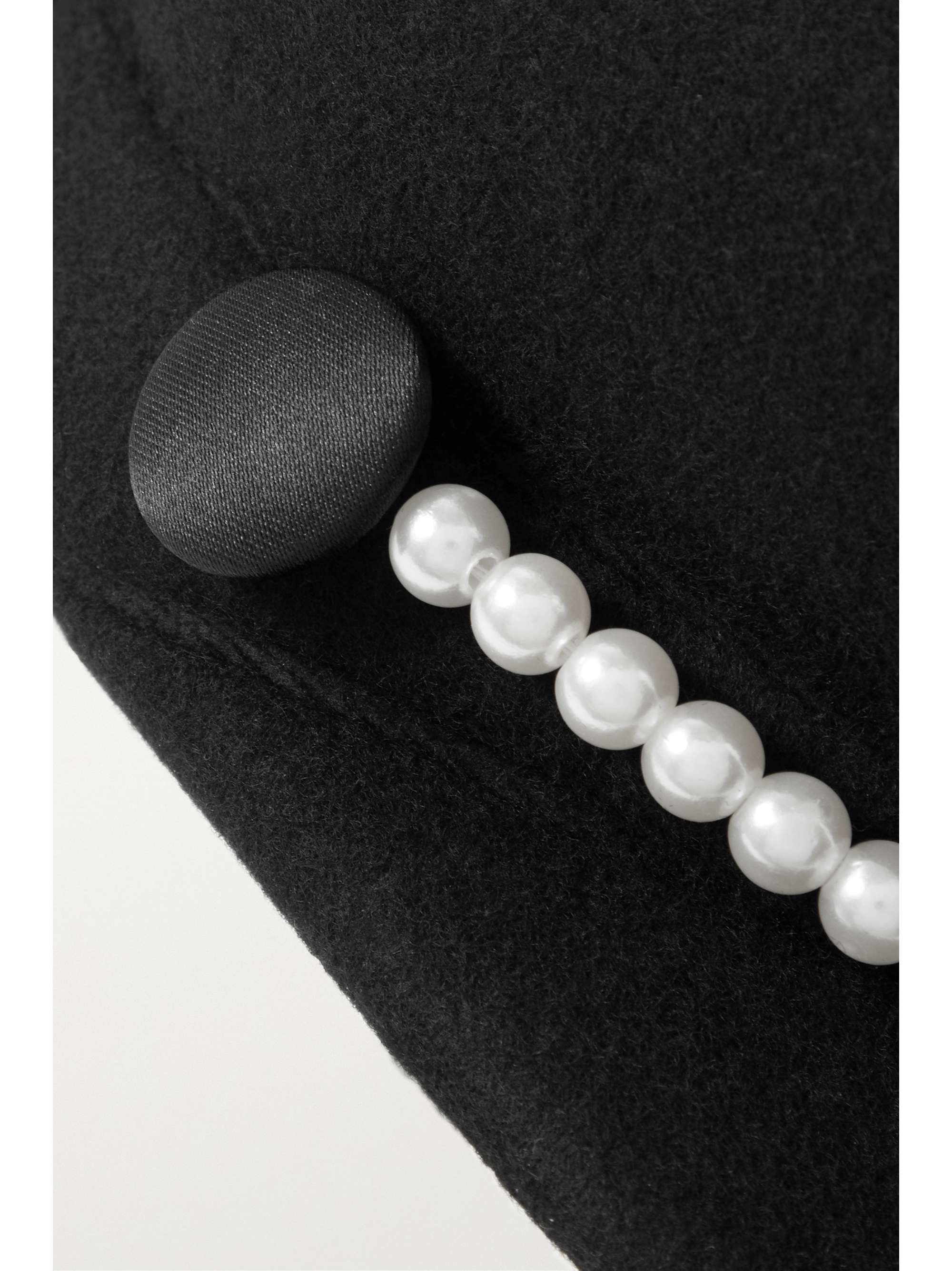 EUGENIA KIM Sabrina faux pearl-embellished wool-felt cap