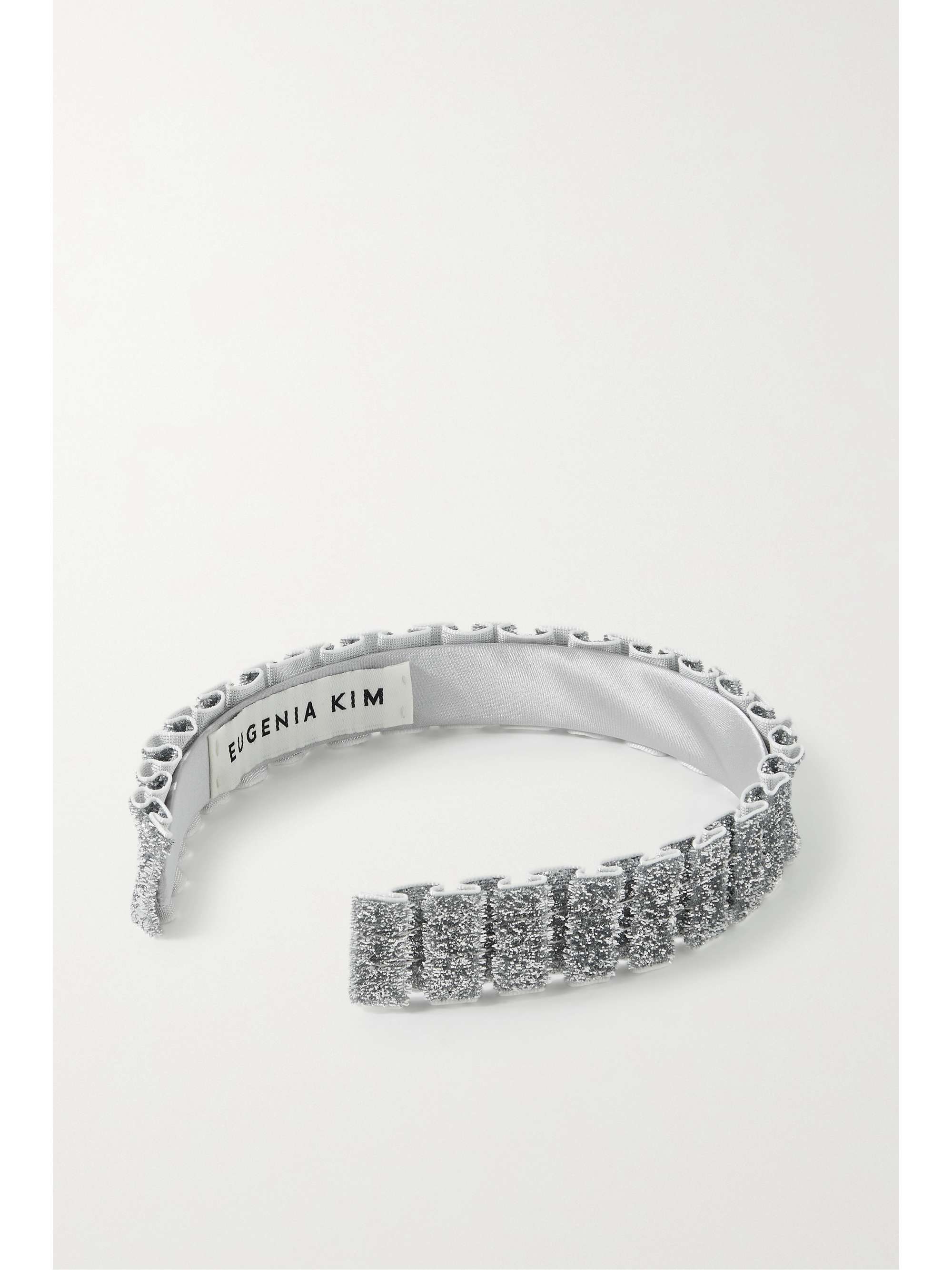 EUGENIA KIM Rafaela ruffled metallic velvet headband