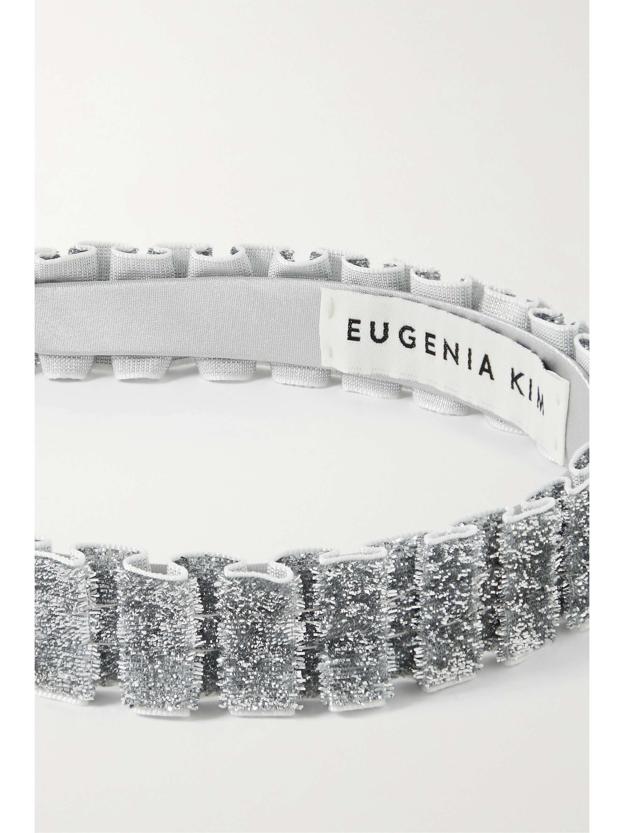 EUGENIA KIM Rafaela ruffled metallic velvet headband