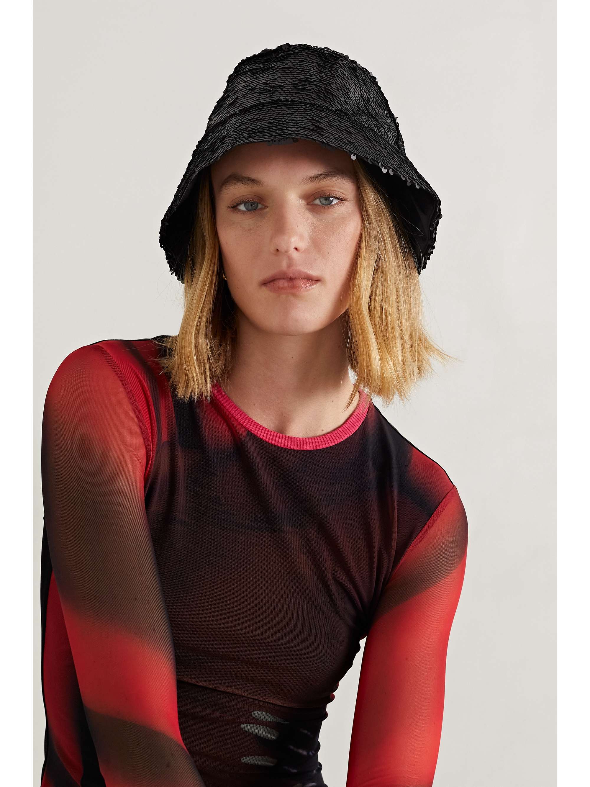 EUGENIA KIM Yuki sequined satin bucket hat
