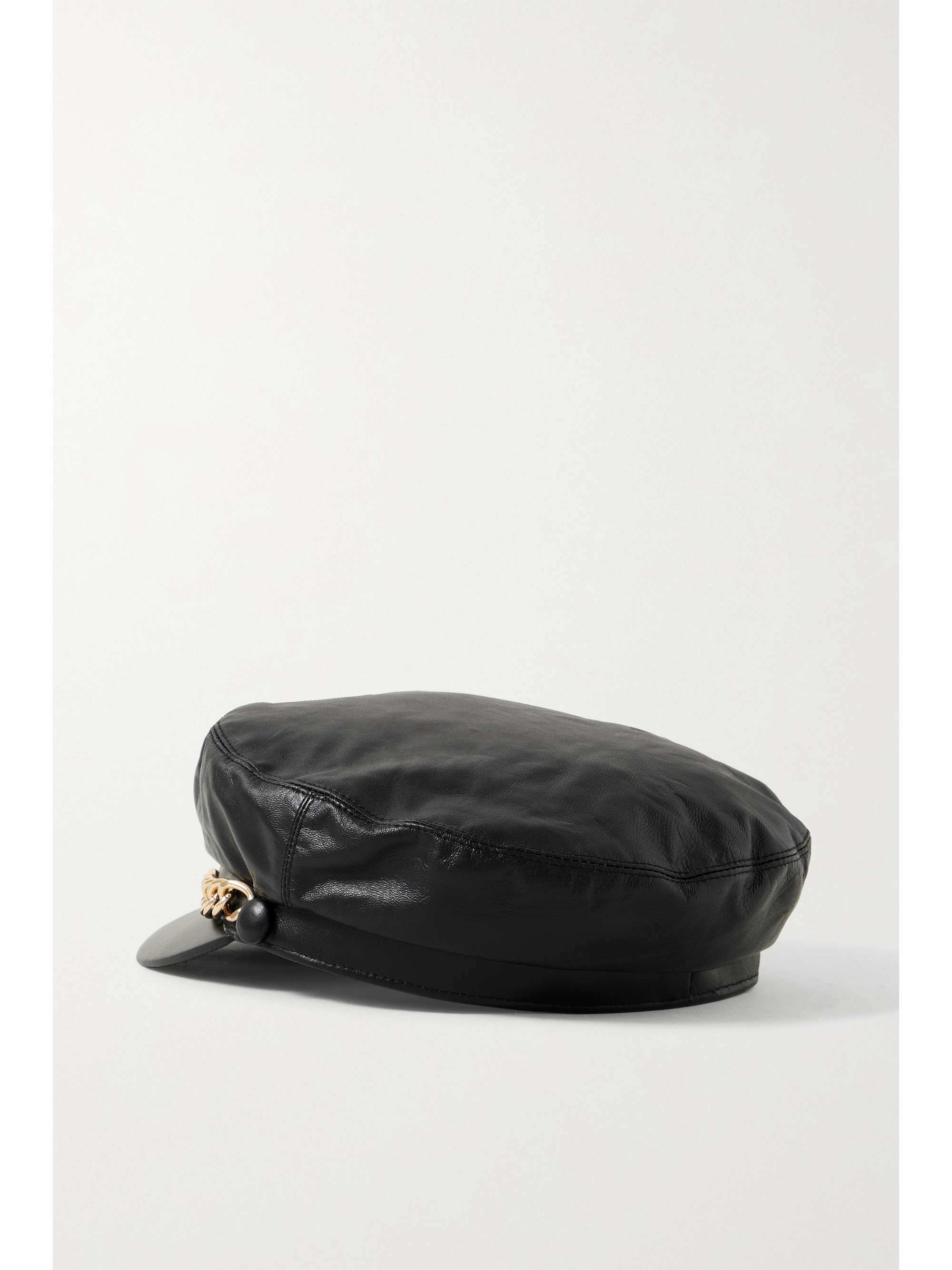 EUGENIA KIM Marina chain-embellished leather cap