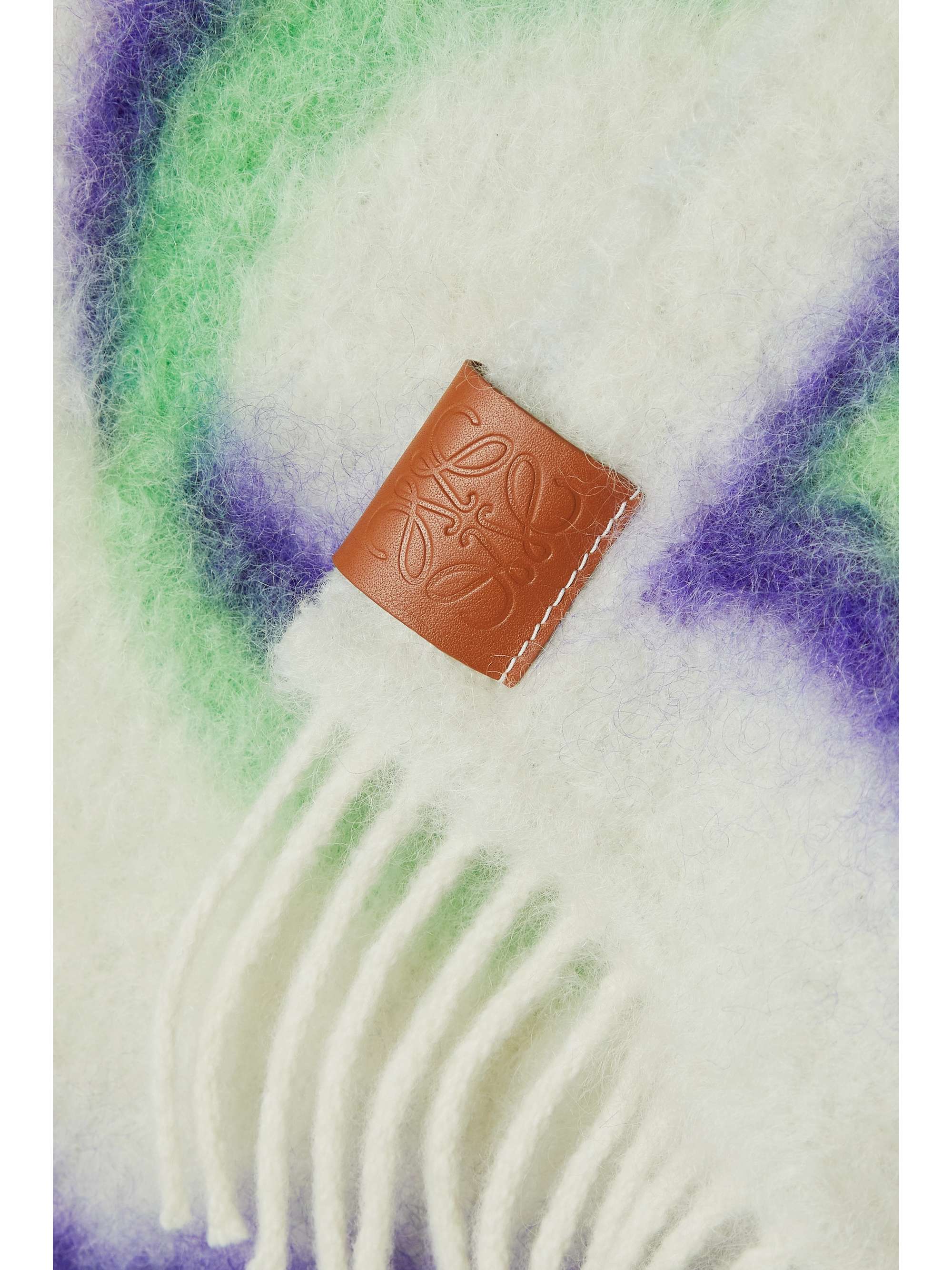 LOEWE Fringed printed knitted scarf